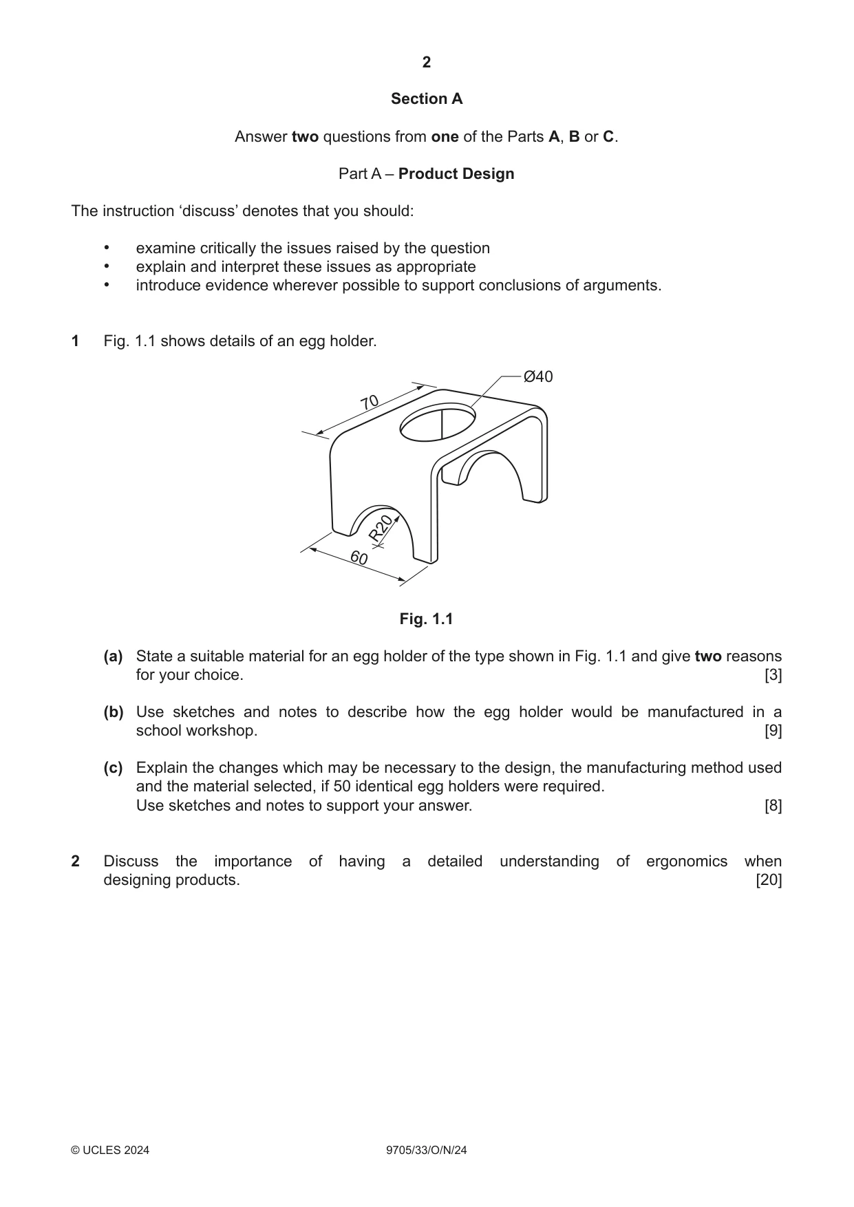 Cambridge A Level Design and Technology 9705 2024 Oct/Nov Paper 3 · Variant 3 question paper, page 2 of 12