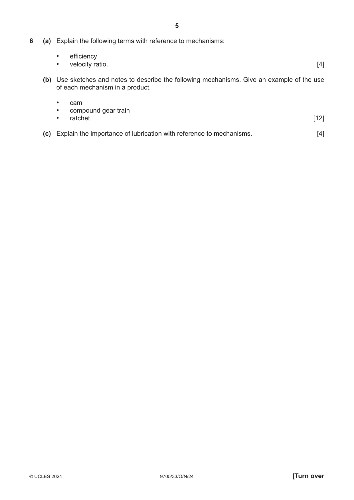 Cambridge A Level Design and Technology 9705 2024 Oct/Nov Paper 3 · Variant 3 question paper, page 5 of 12