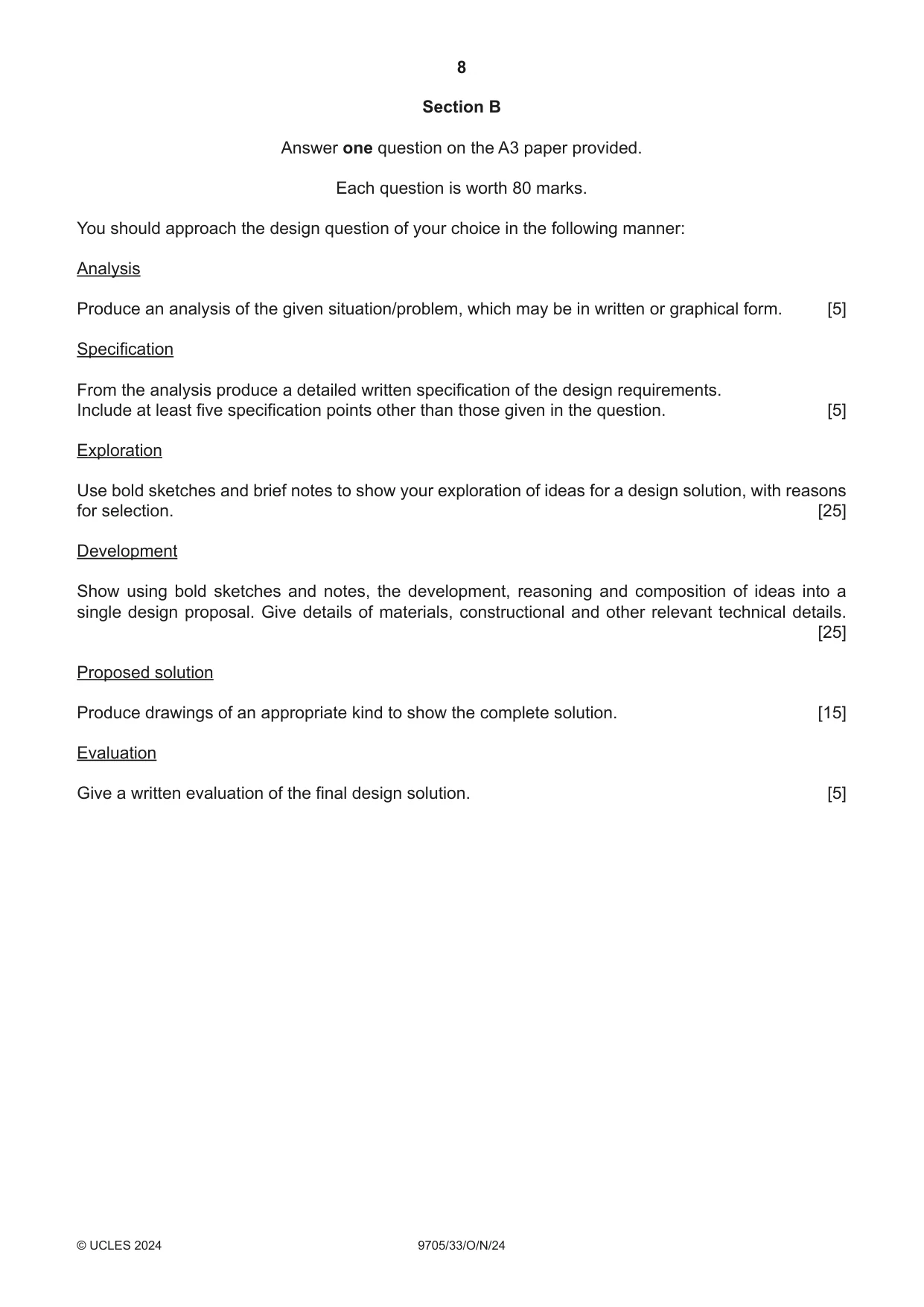 Cambridge A Level Design and Technology 9705 2024 Oct/Nov Paper 3 · Variant 3 question paper, page 8 of 12