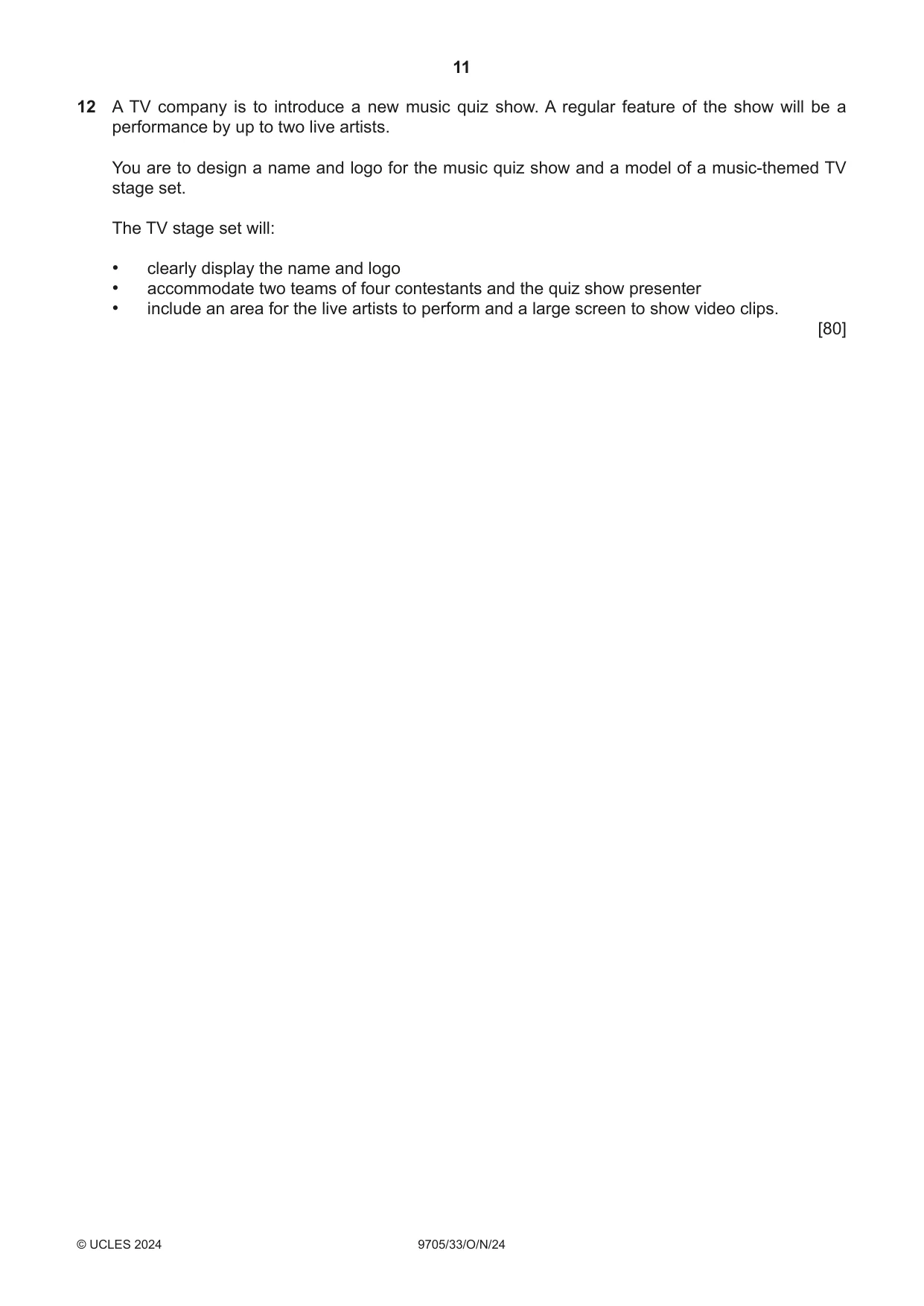 Cambridge A Level Design and Technology 9705 2024 Oct/Nov Paper 3 · Variant 3 question paper, page 11 of 12