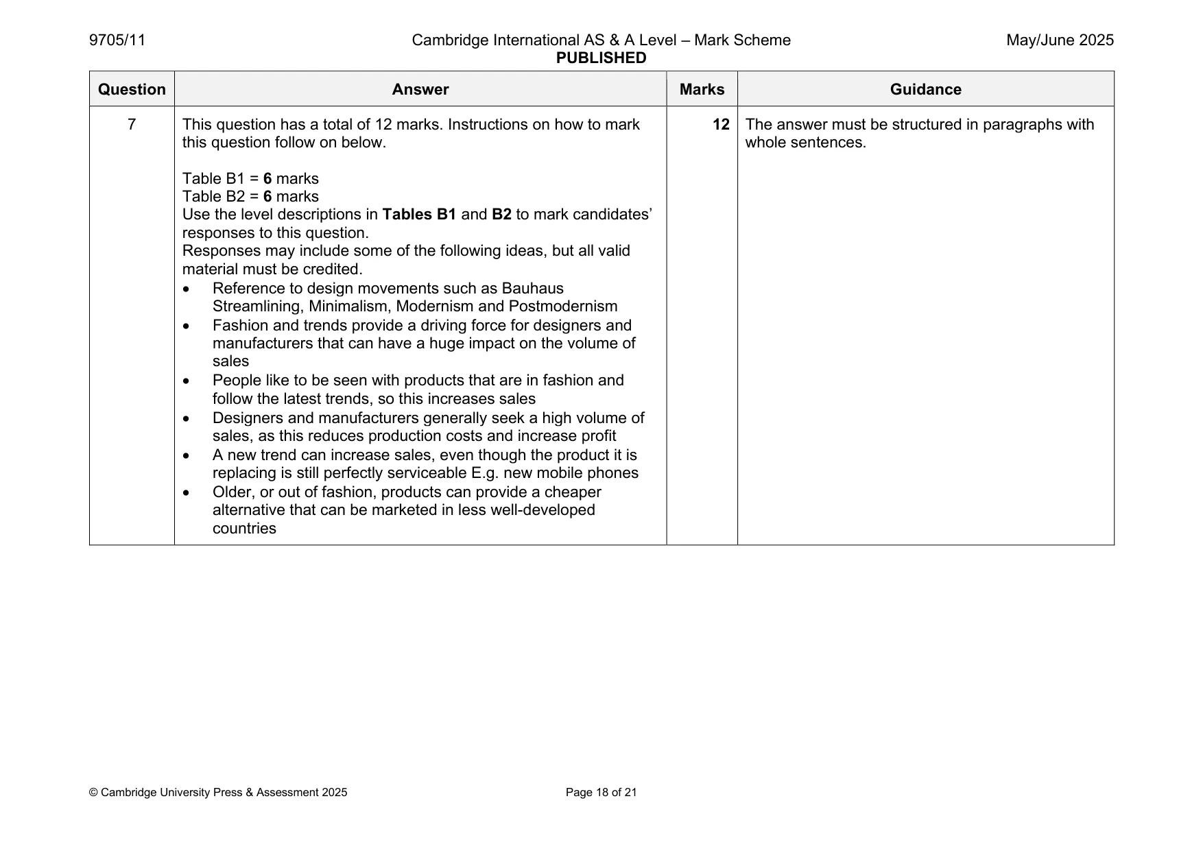 Mark scheme, page 18 of 21