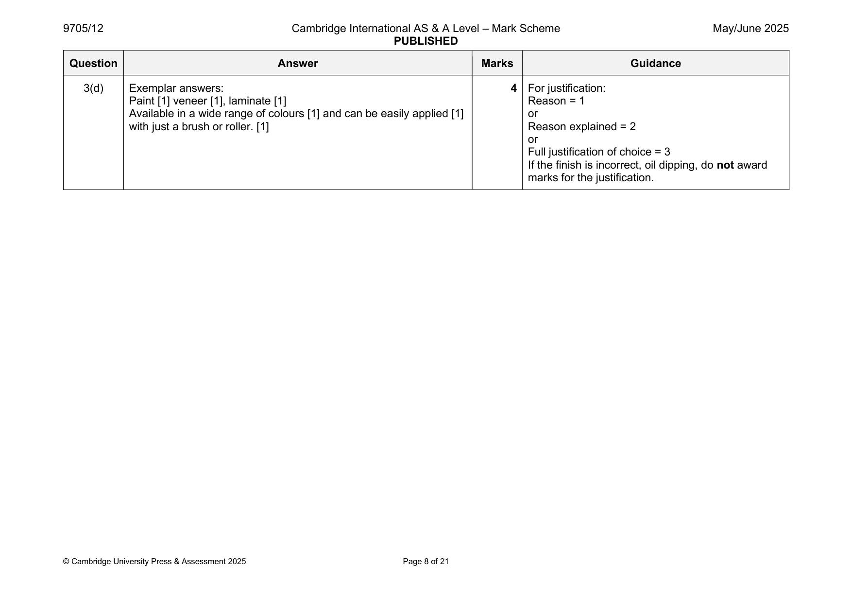 Mark scheme, page 8 of 21