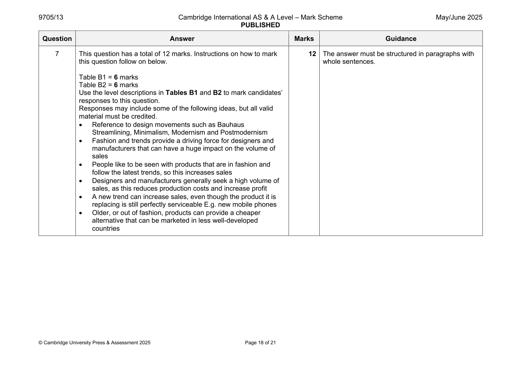 Mark scheme, page 18 of 21