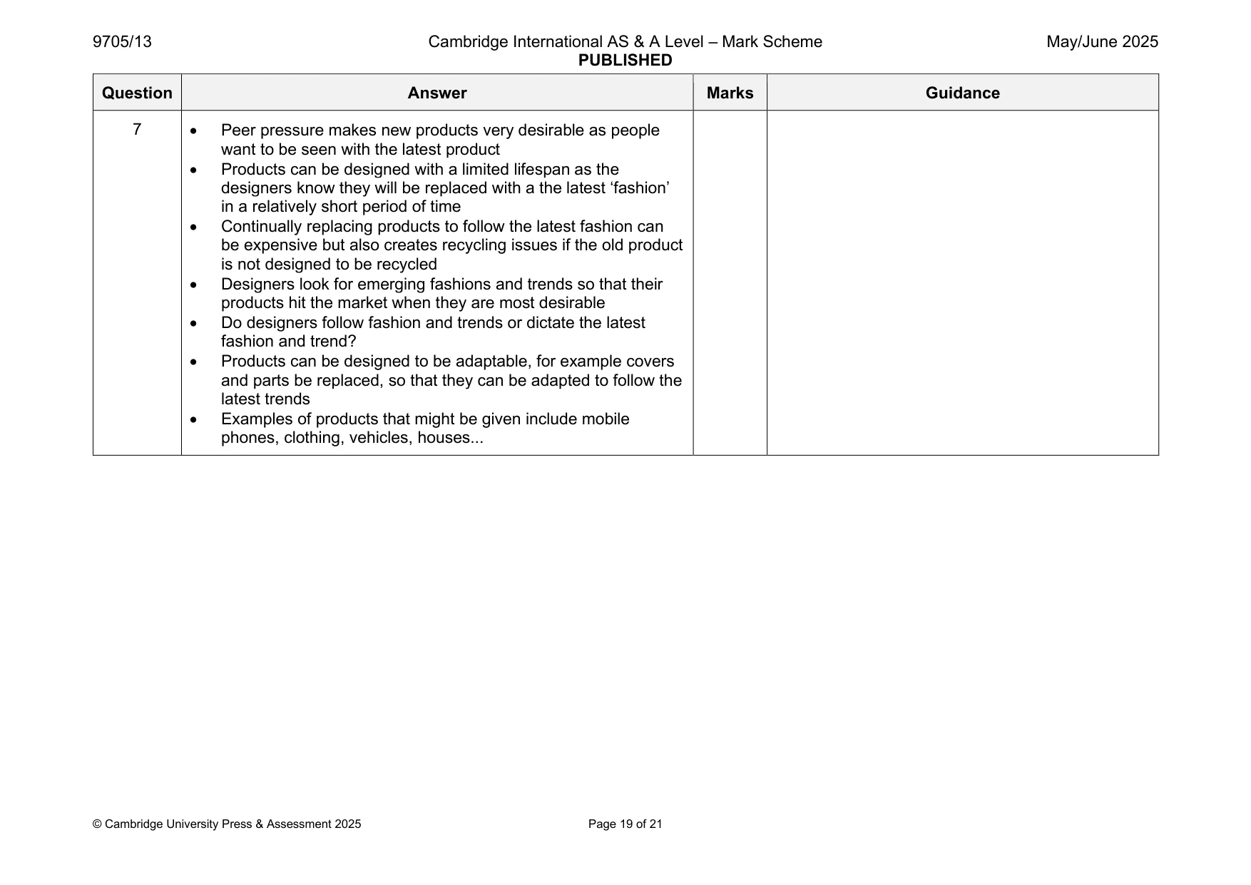 Mark scheme, page 19 of 21
