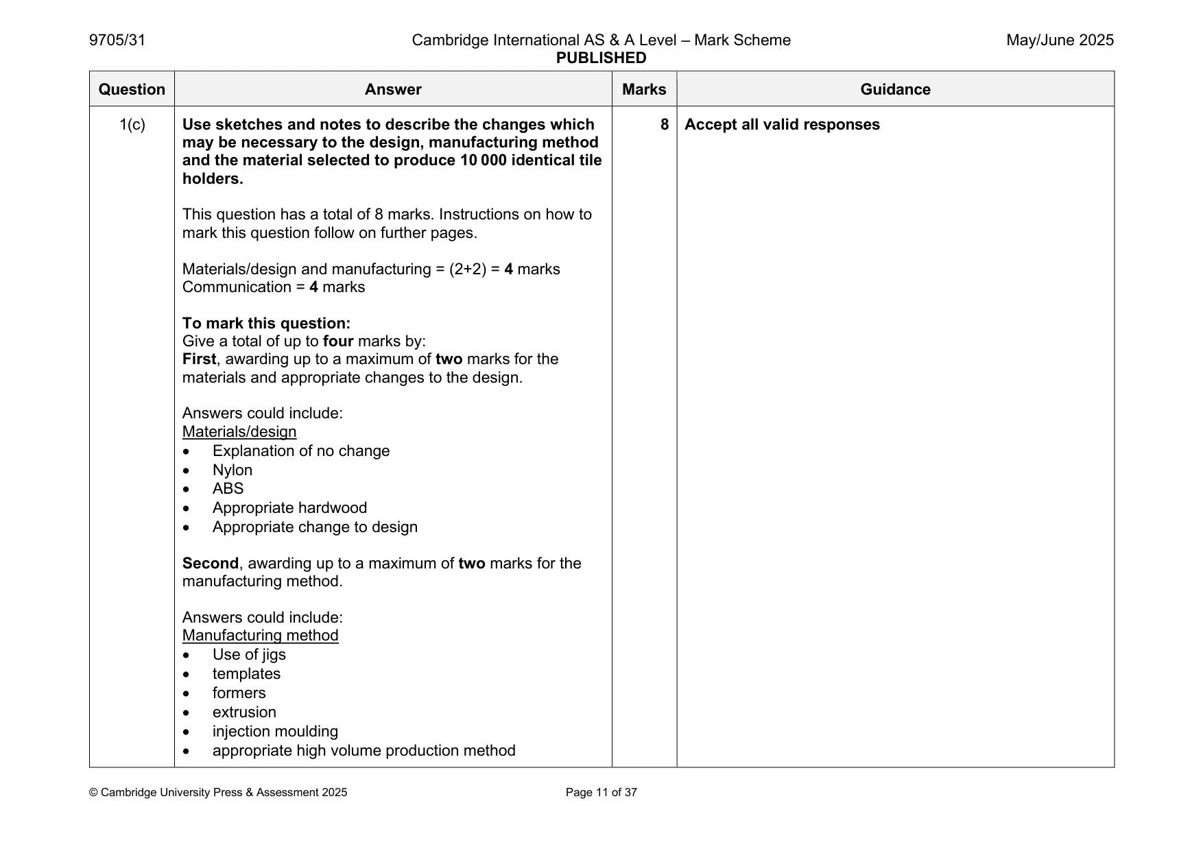 Mark scheme, page 11 of 37
