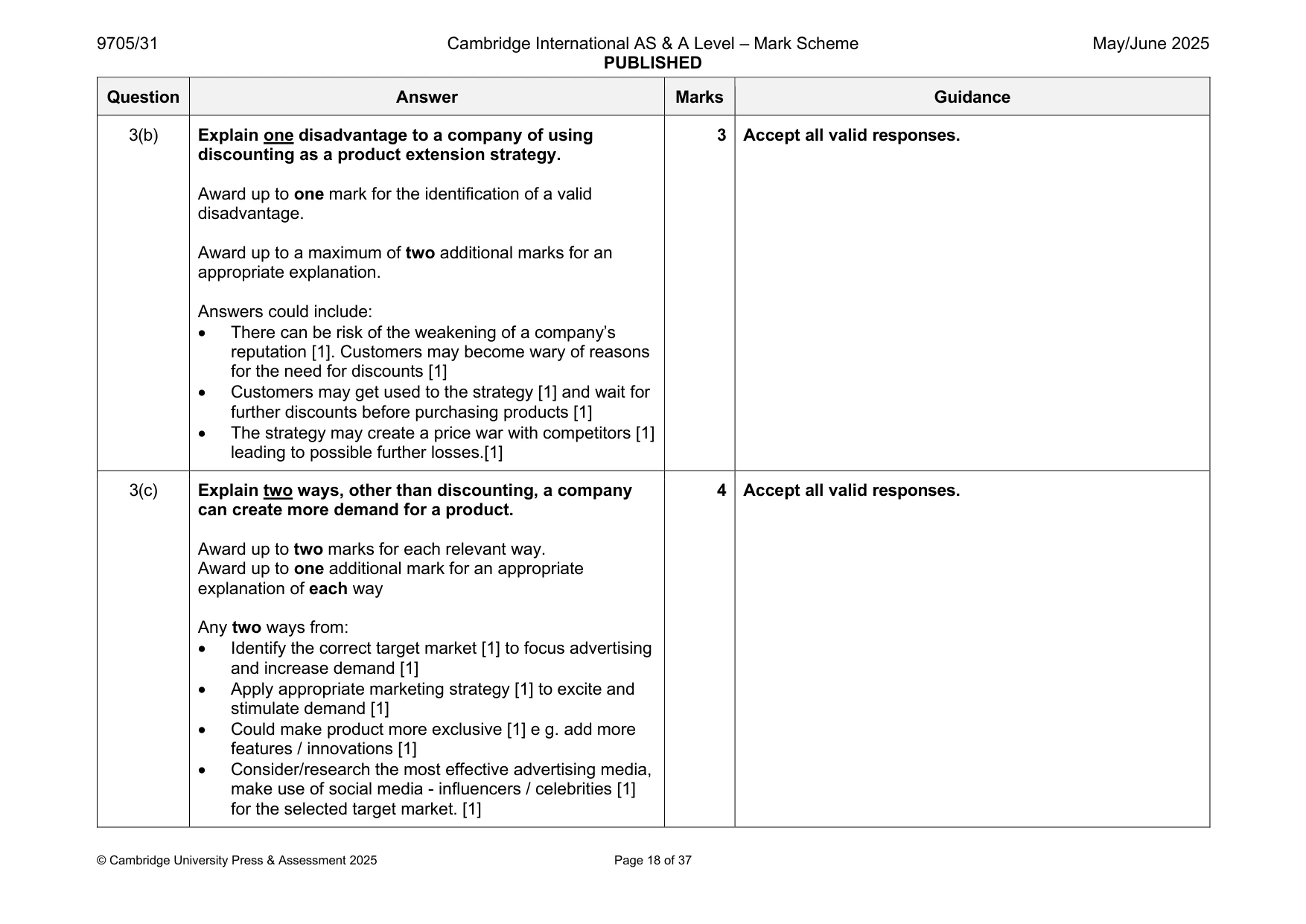 Mark scheme, page 18 of 37