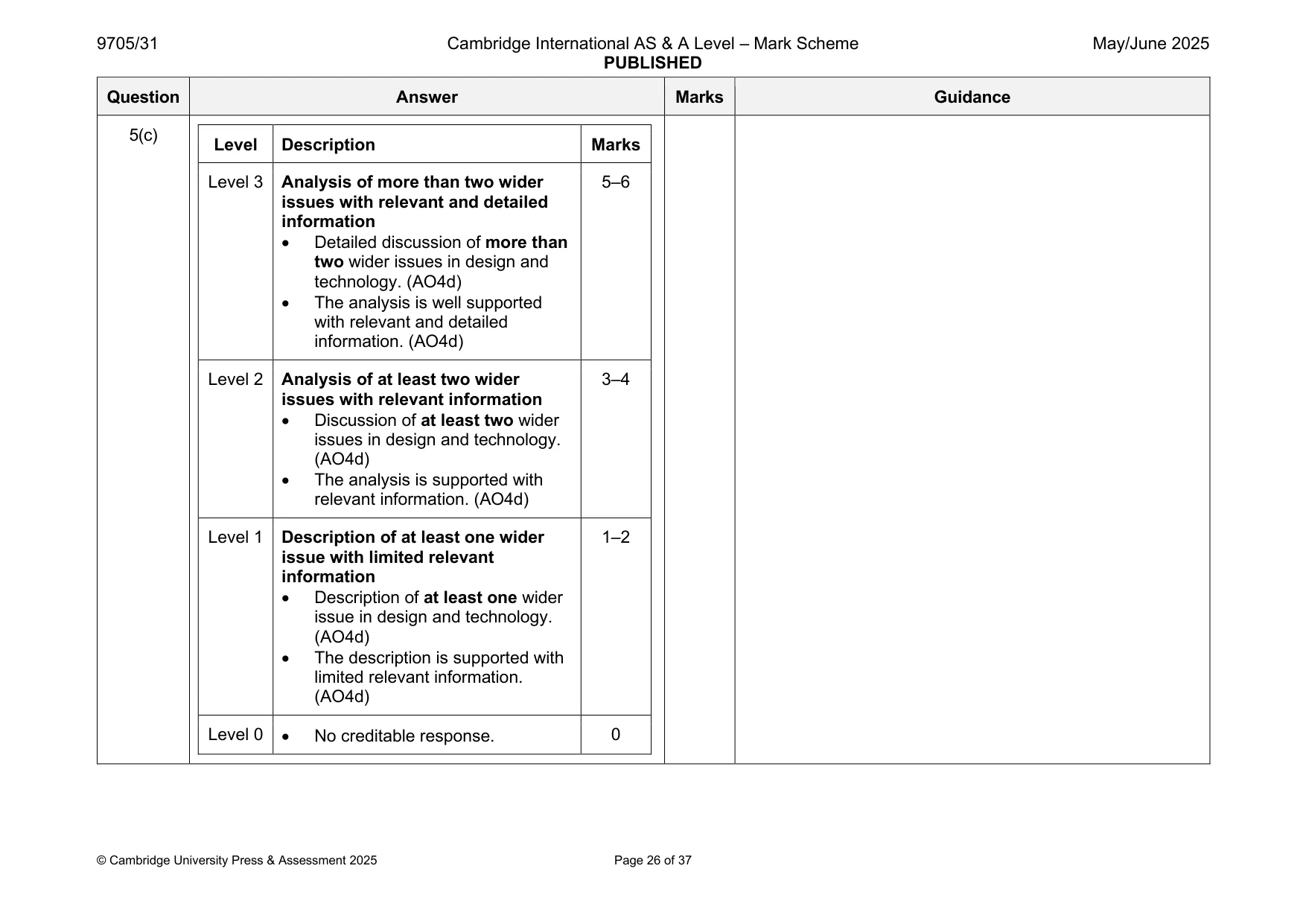 Mark scheme, page 26 of 37