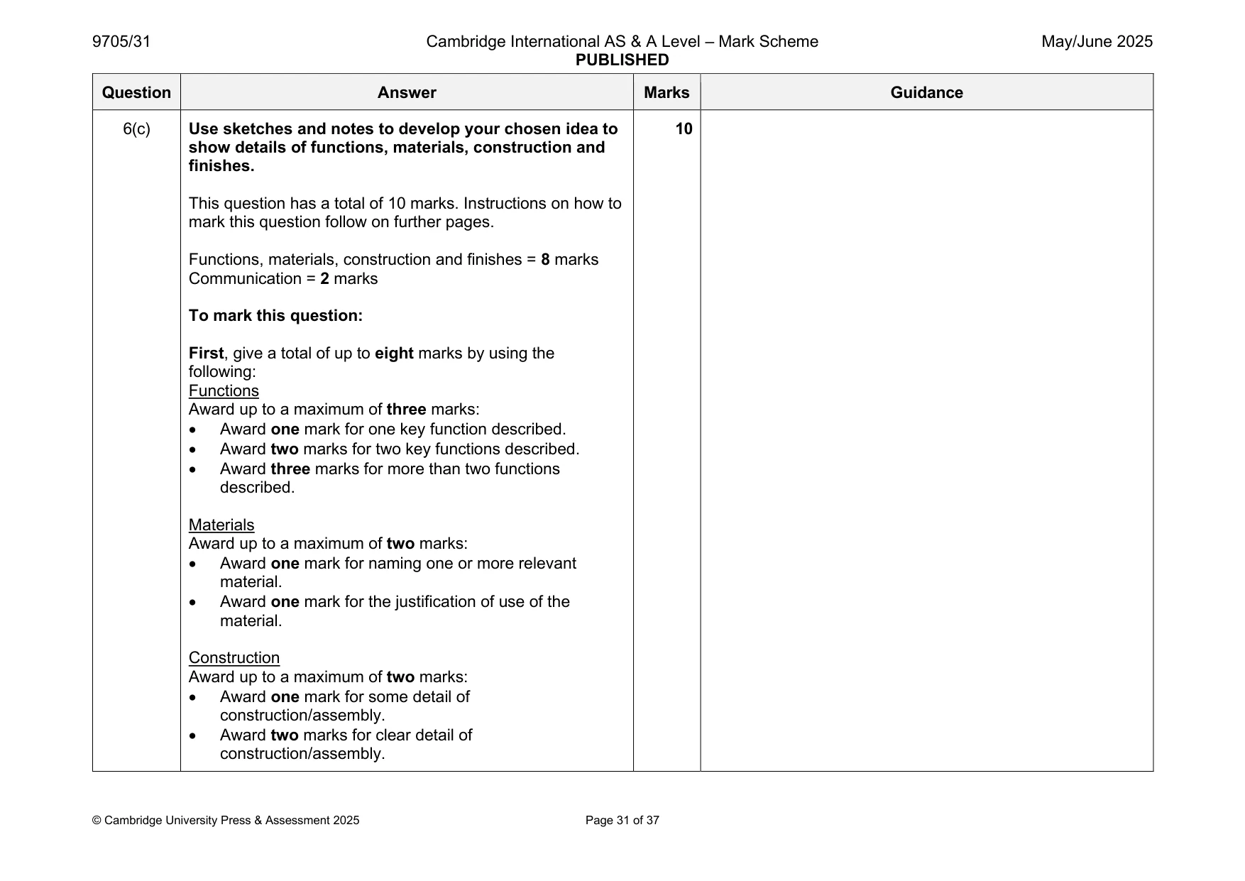 Mark scheme, page 31 of 37