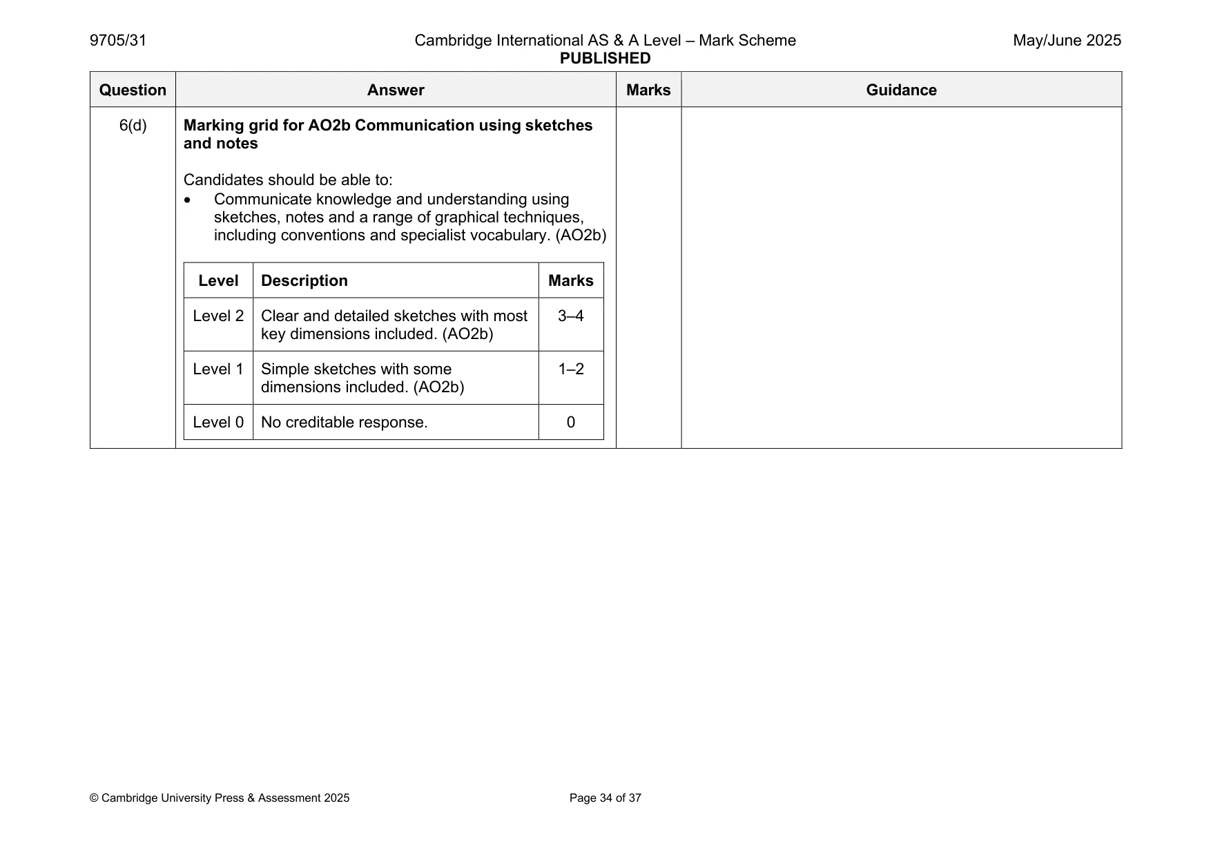 Mark scheme, page 34 of 37