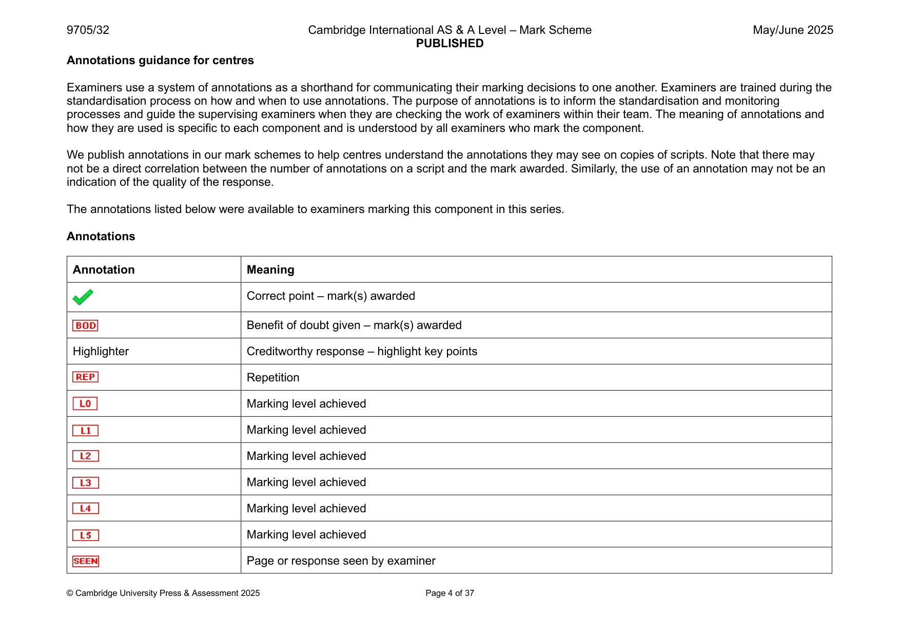 Mark scheme, page 4 of 37