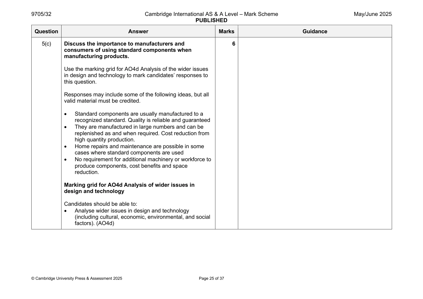 Mark scheme, page 25 of 37
