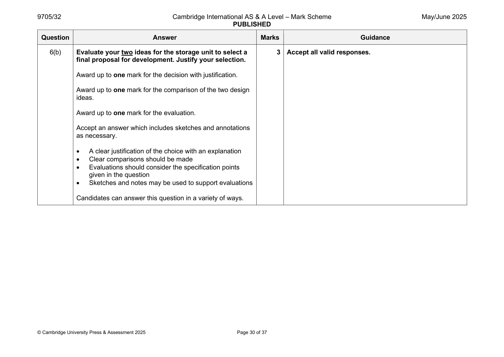 Mark scheme, page 30 of 37