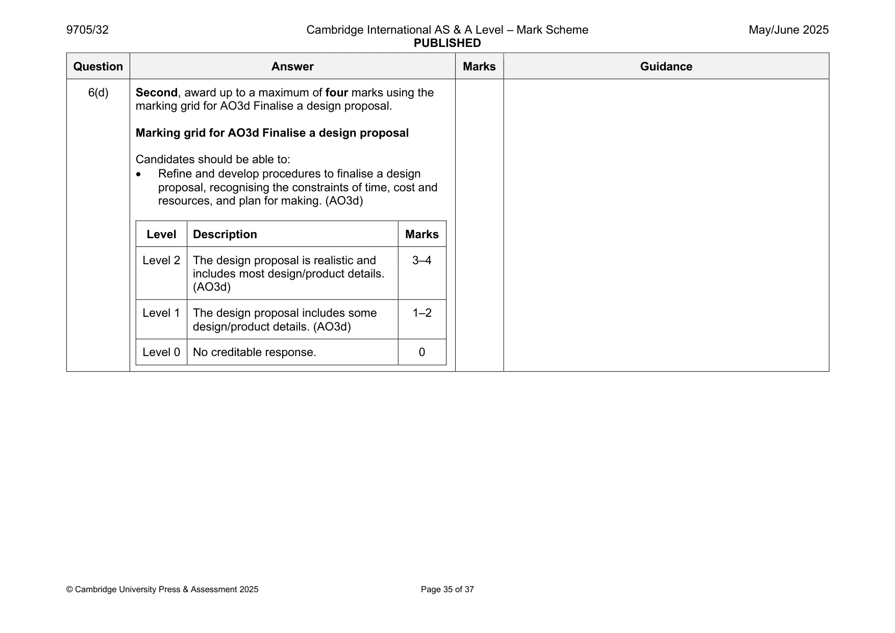 Mark scheme, page 35 of 37