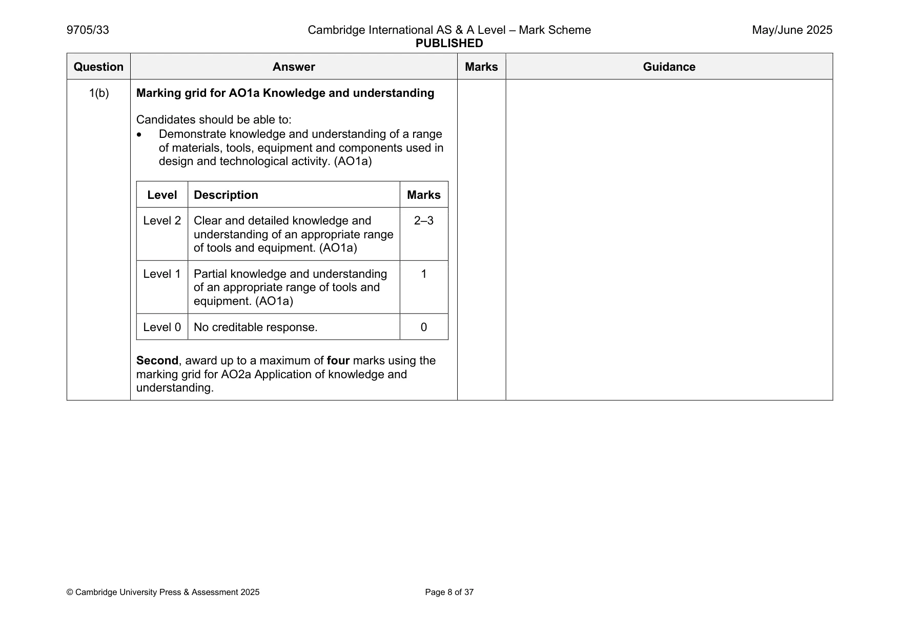 Mark scheme, page 8 of 37