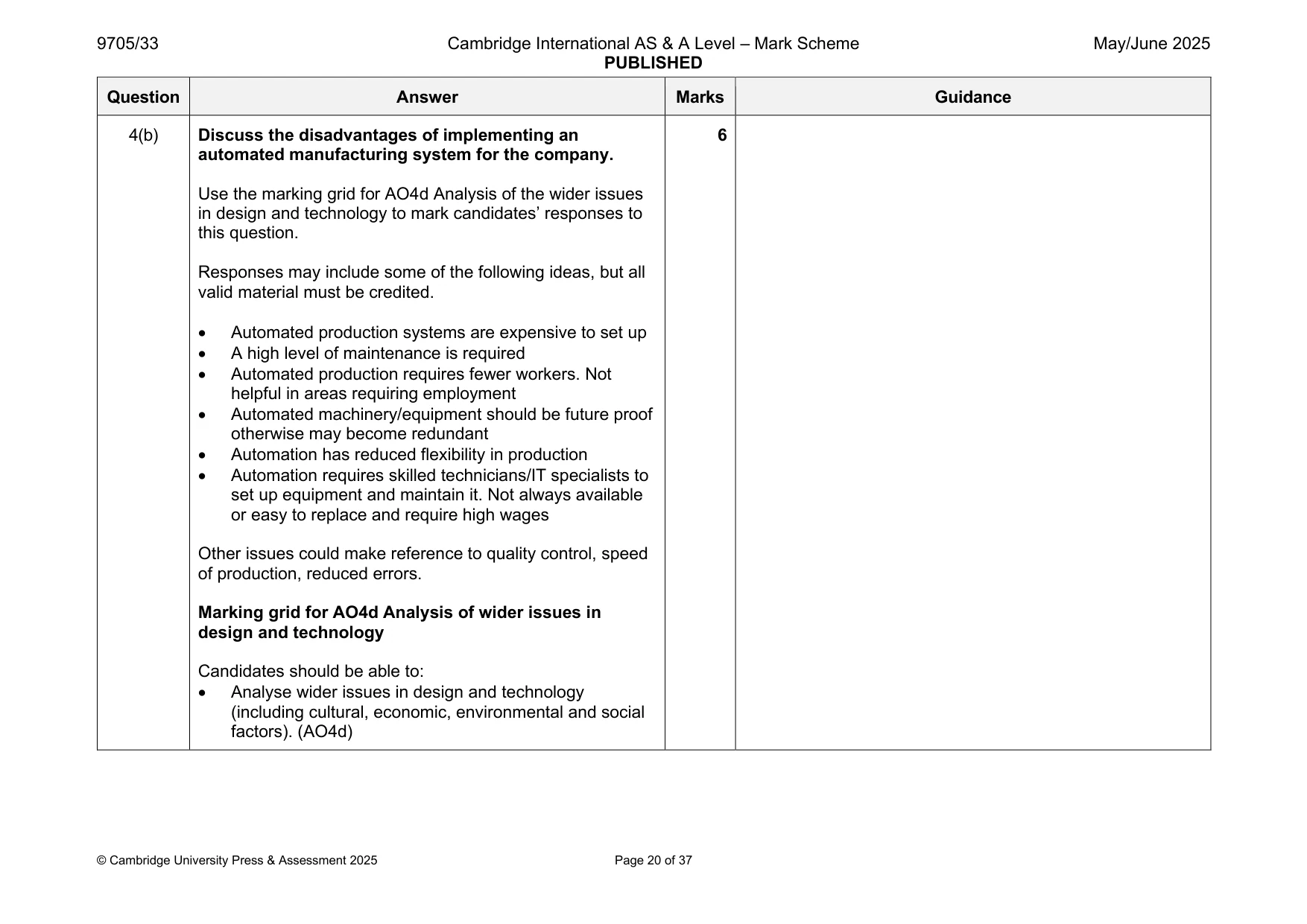 Mark scheme, page 20 of 37