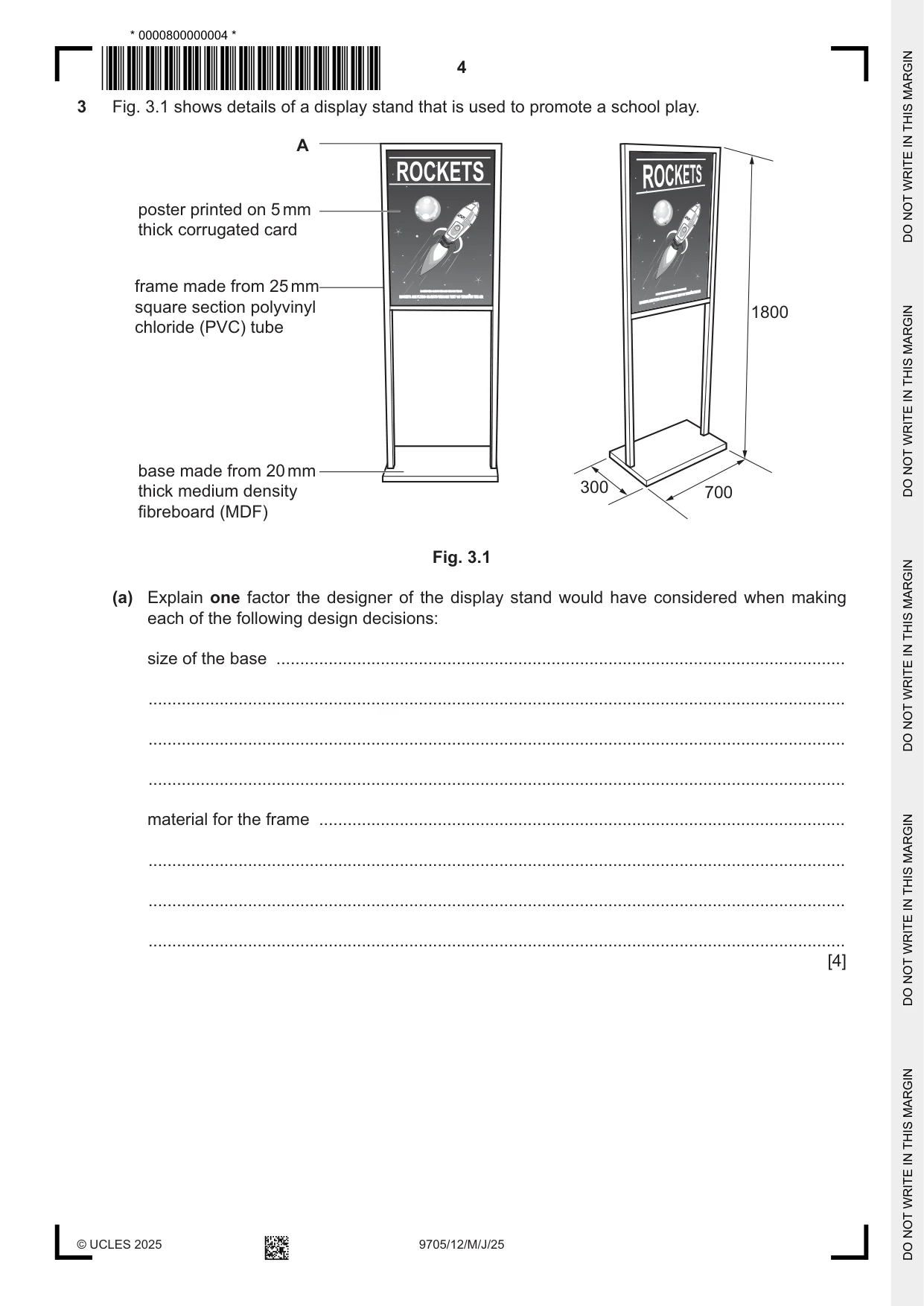 Cambridge A Level Design and Technology 9705 2025 May/June Paper 1 · Variant 2 question paper, page 4 of 20