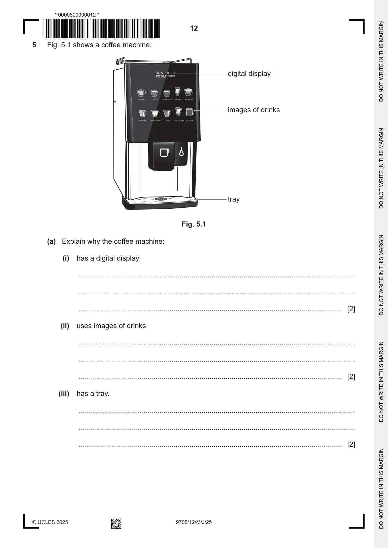 Cambridge A Level Design and Technology 9705 2025 May/June Paper 1 · Variant 2 question paper, page 12 of 20