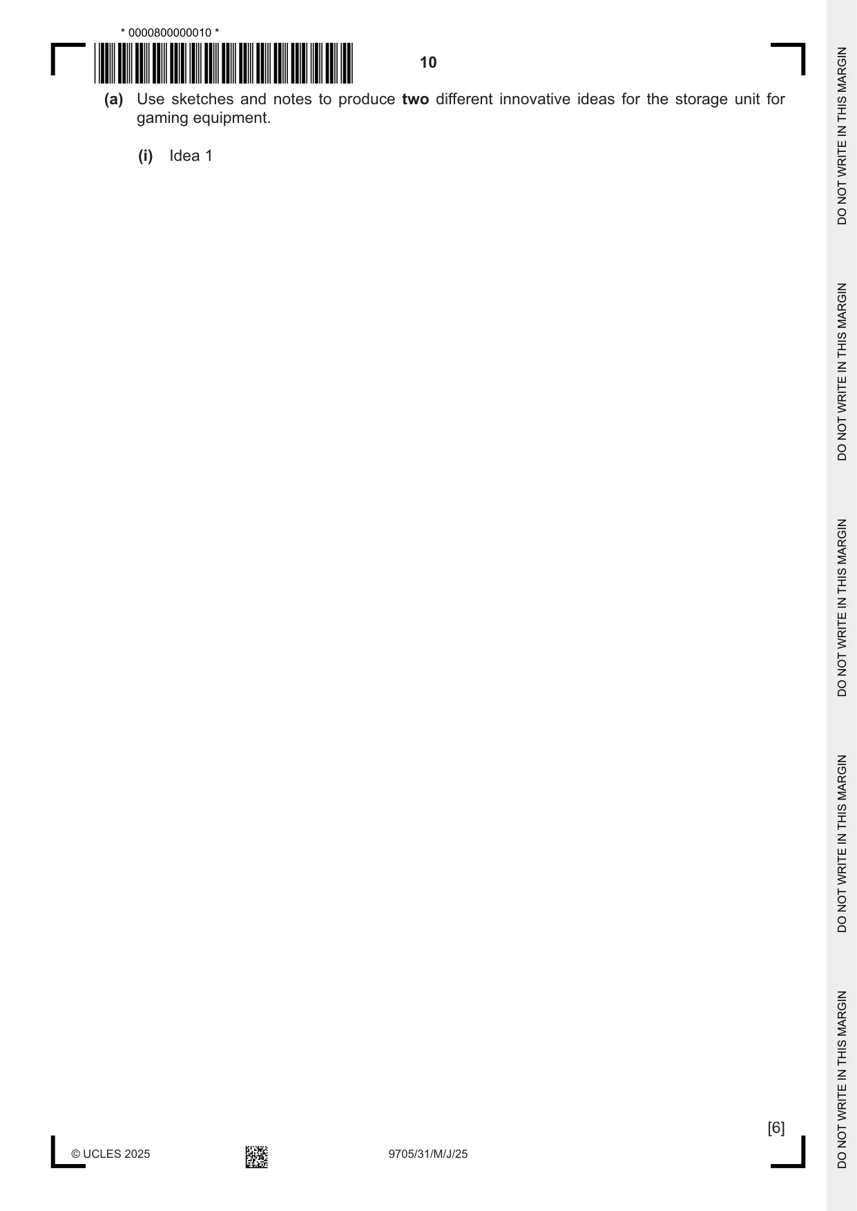 Cambridge A Level Design and Technology 9705 2025 May/June Paper 3 · Variant 1 question paper, page 10 of 16