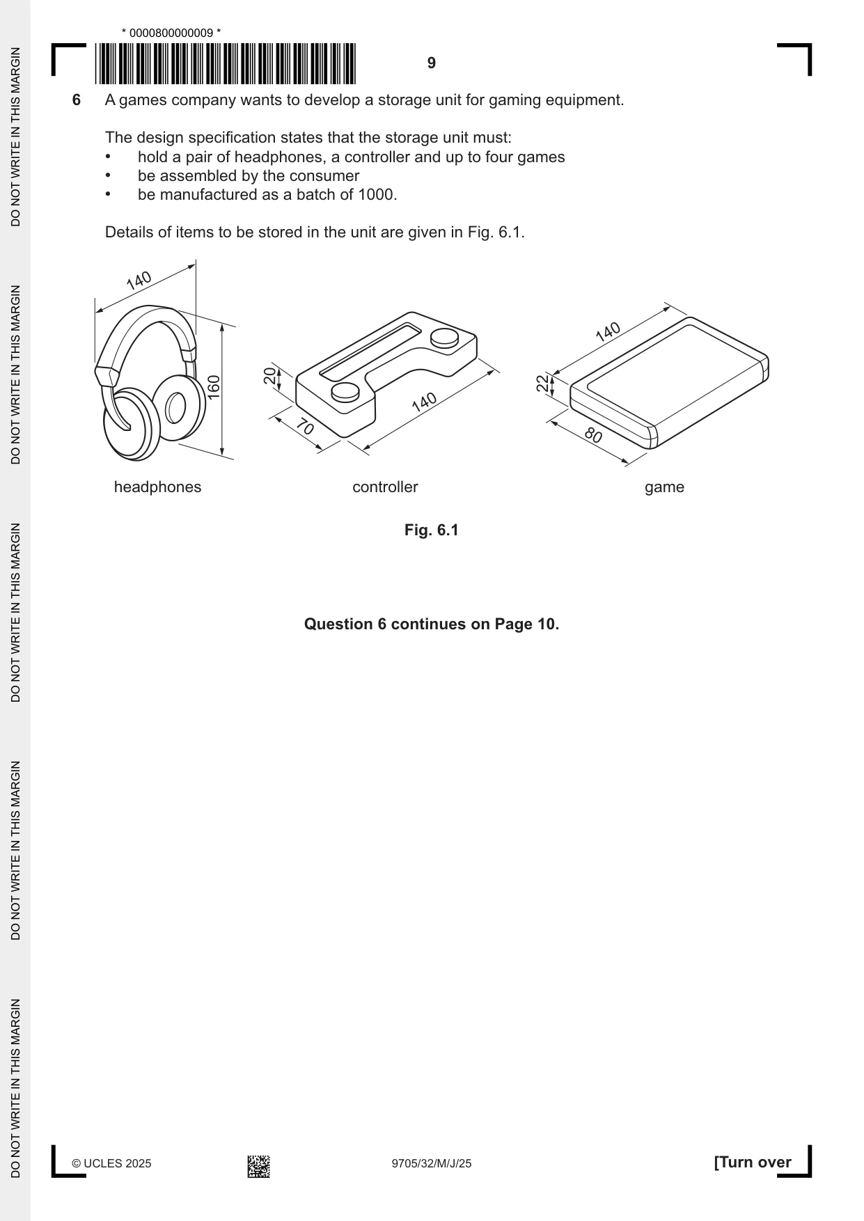 Cambridge A Level Design and Technology 9705 2025 May/June Paper 3 · Variant 2 question paper, page 9 of 16