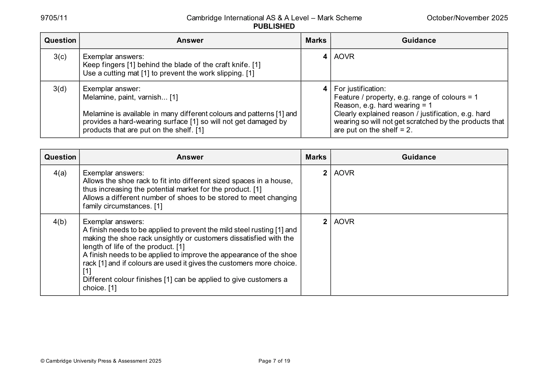 Mark scheme, page 7 of 19