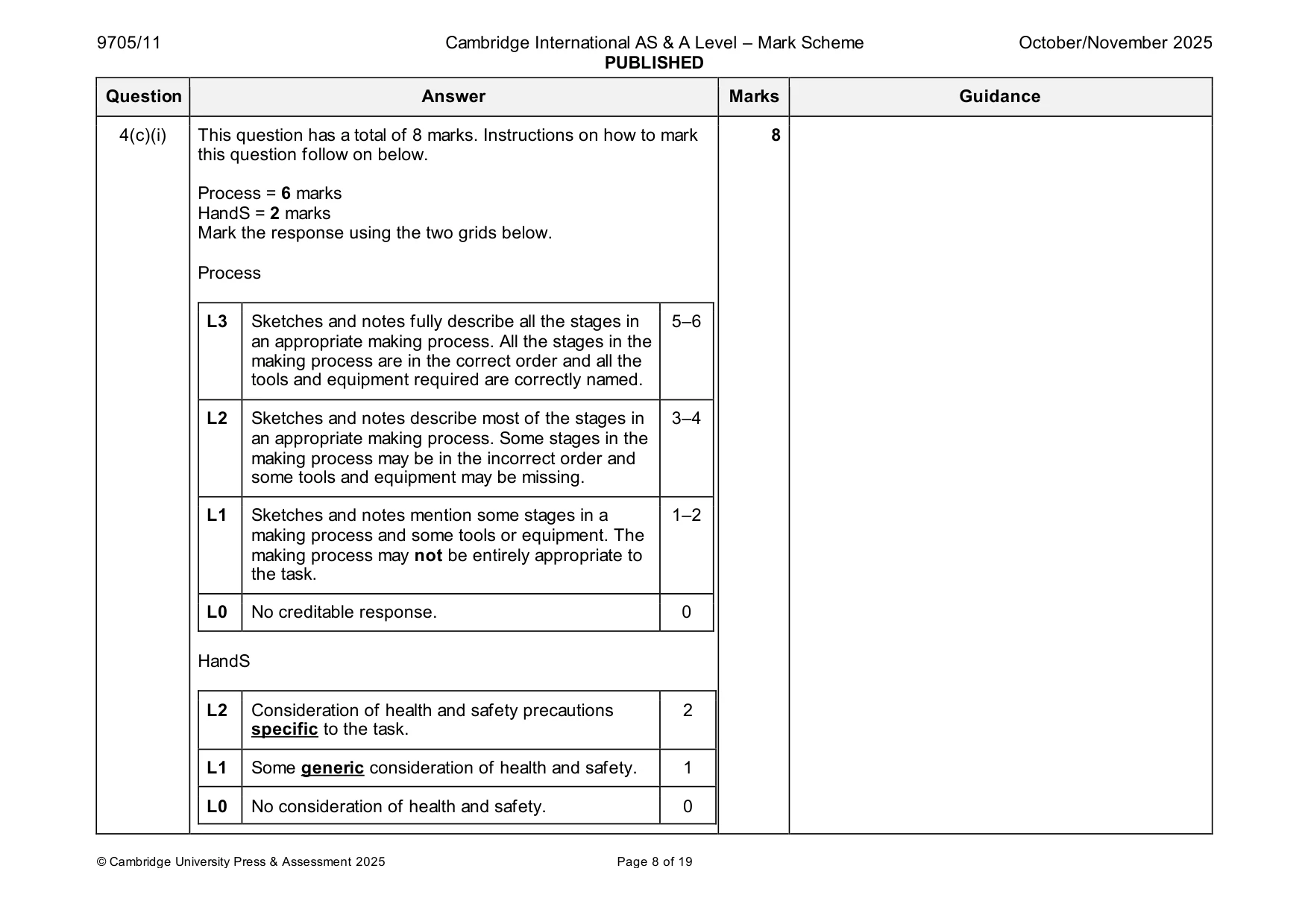 Mark scheme, page 8 of 19