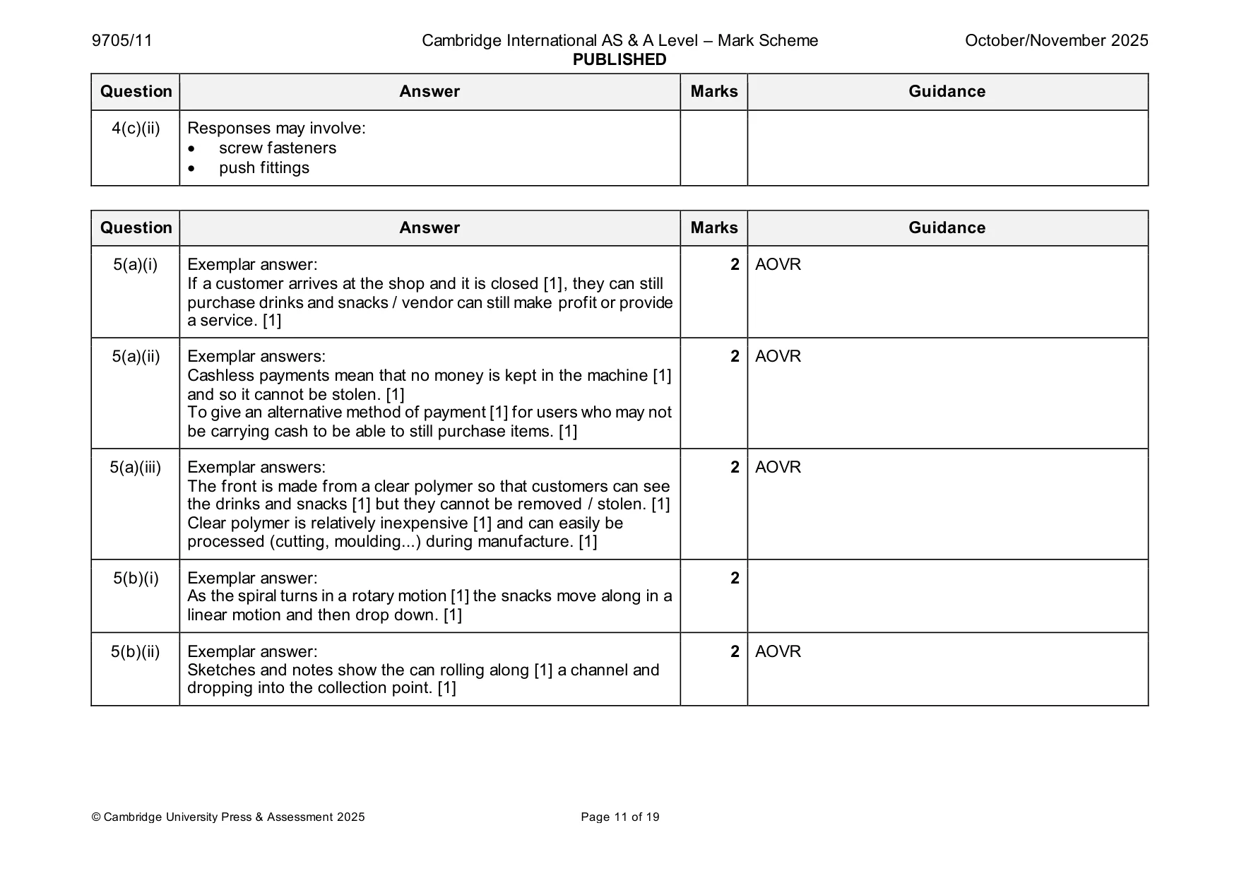Mark scheme, page 11 of 19