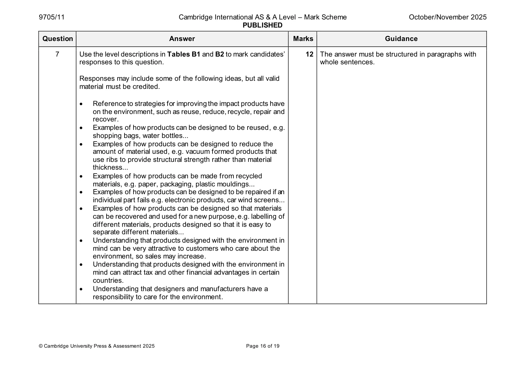 Mark scheme, page 16 of 19