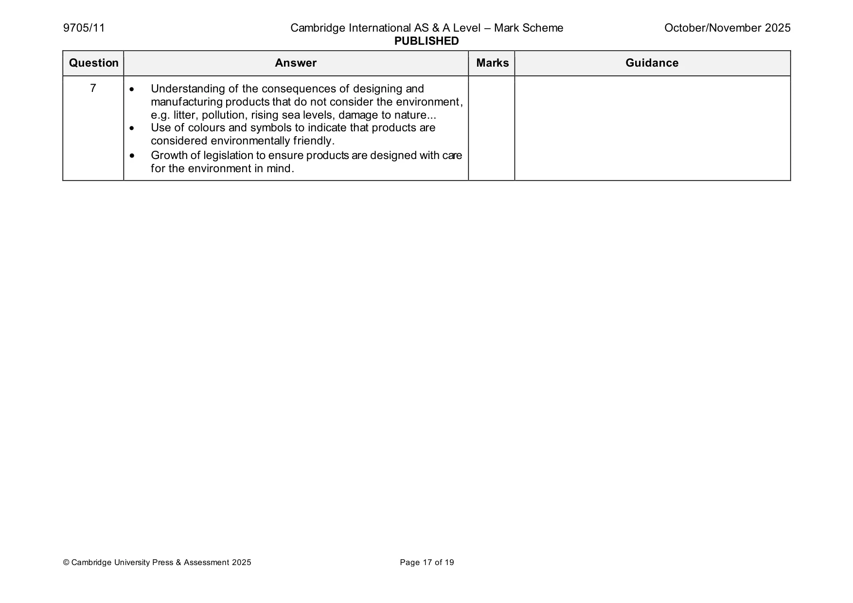 Mark scheme, page 17 of 19