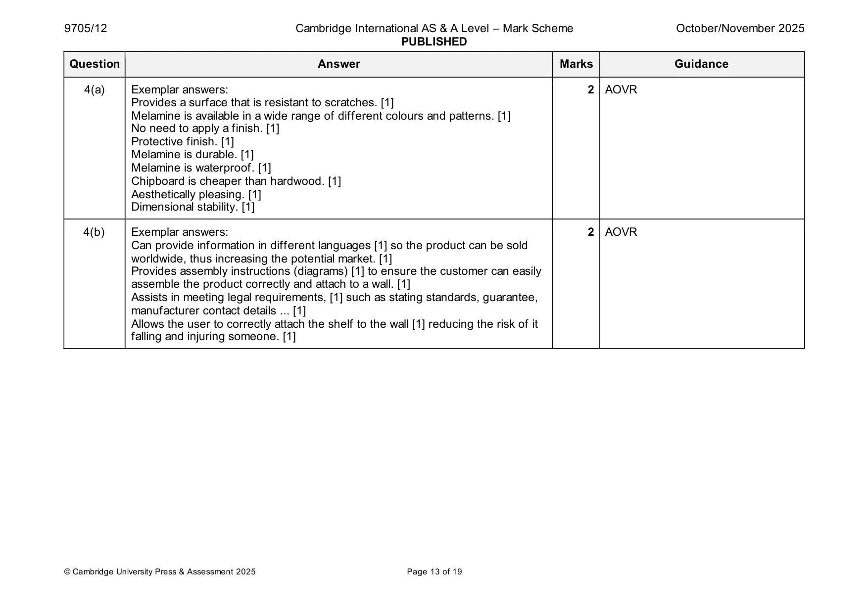 Mark scheme, page 13 of 19