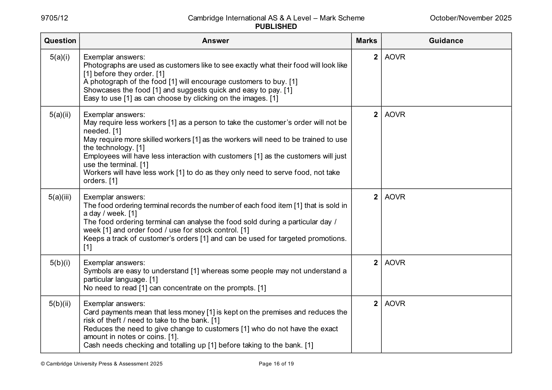 Mark scheme, page 16 of 19
