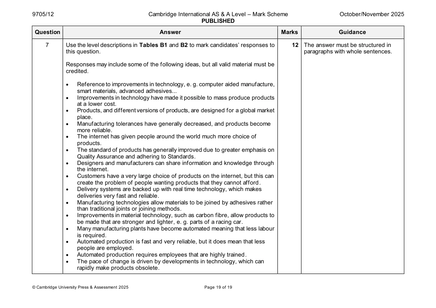 Mark scheme, page 19 of 19