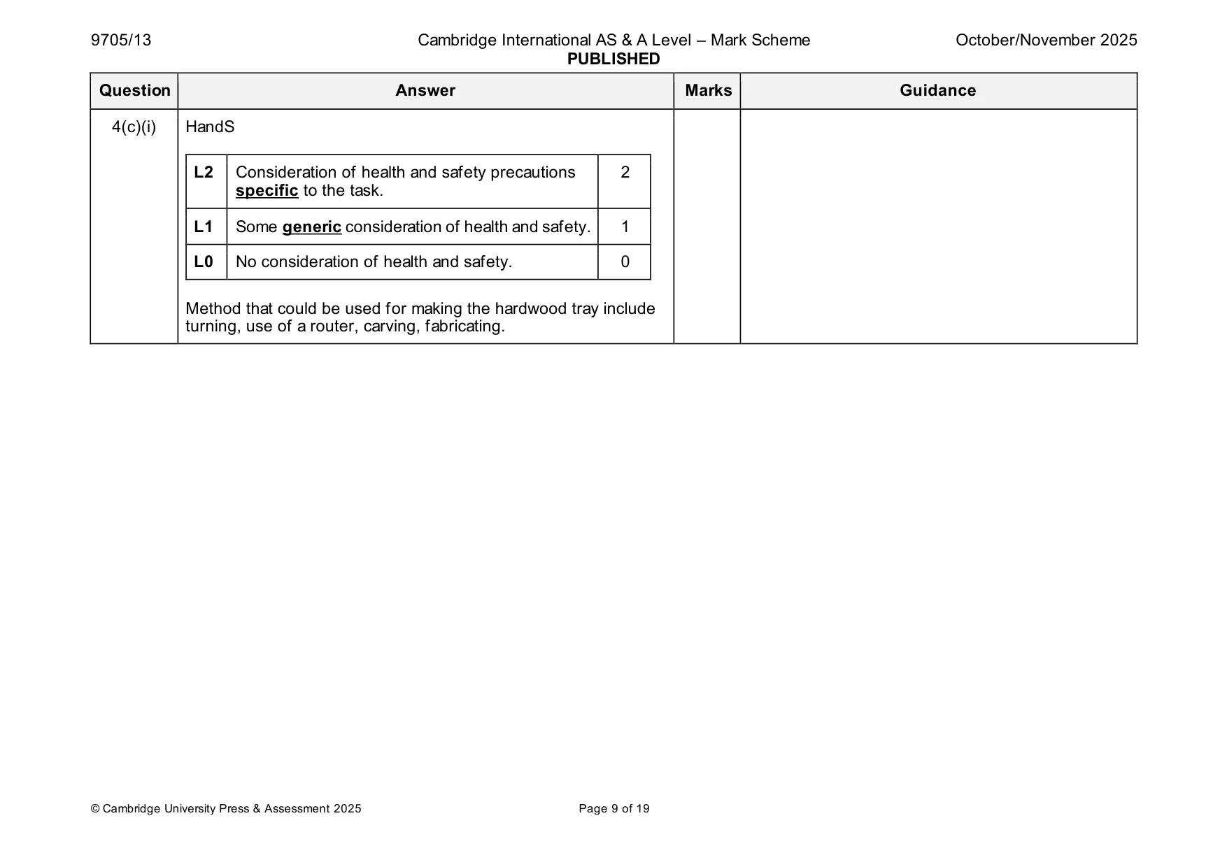 Mark scheme, page 9 of 19