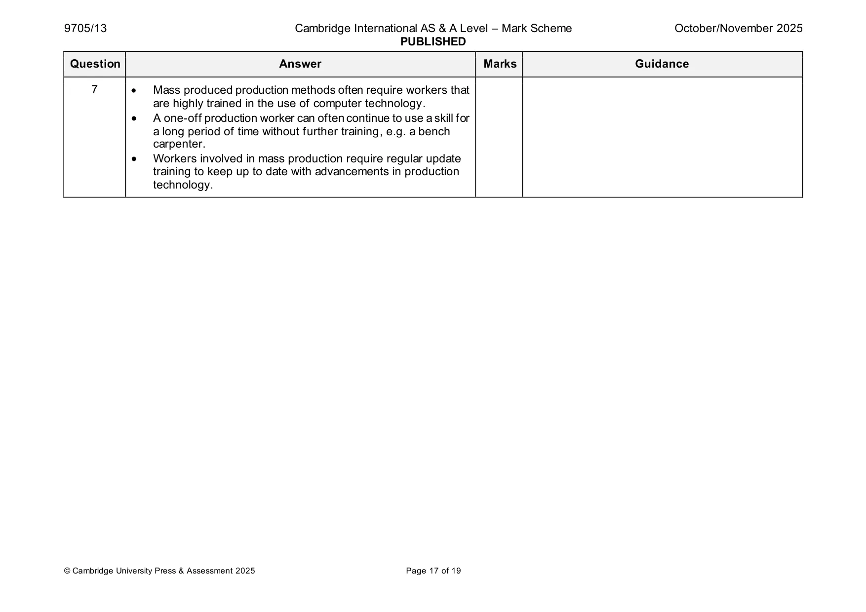 Mark scheme, page 17 of 19