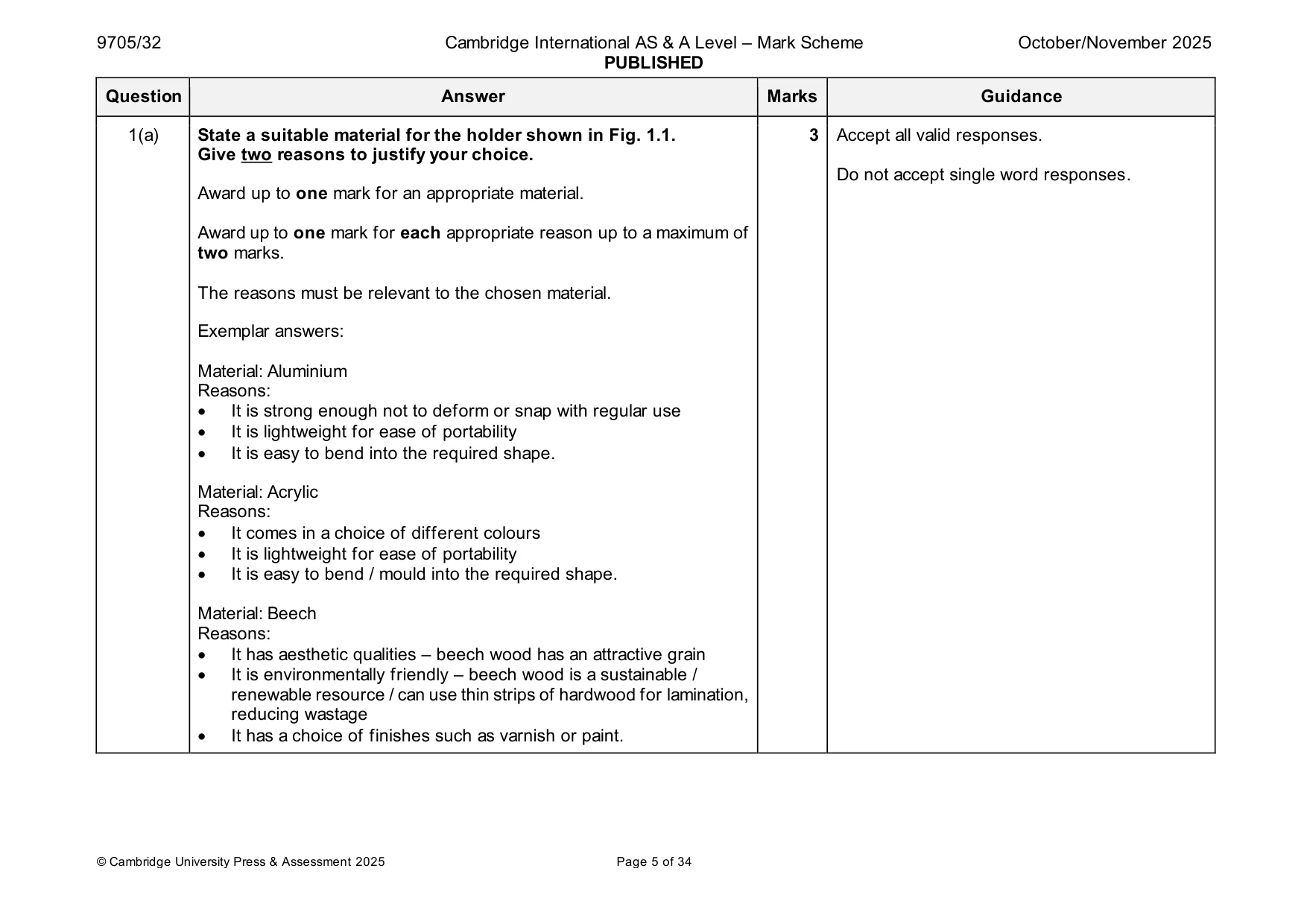 Mark scheme, page 5 of 34