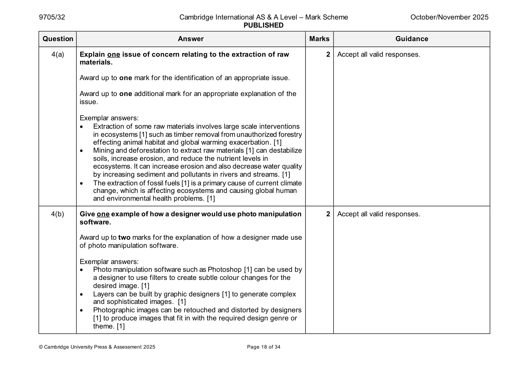 Mark scheme, page 18 of 34