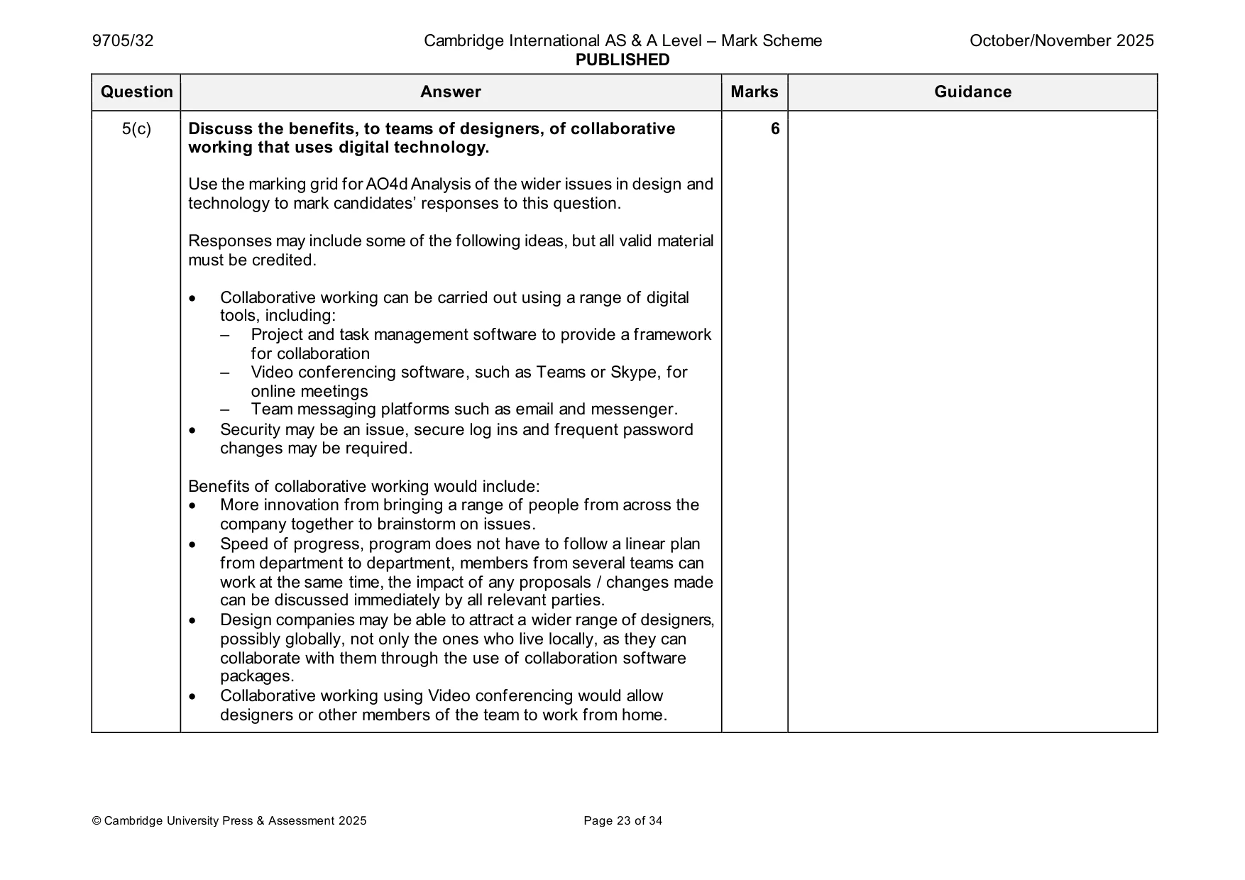 Mark scheme, page 23 of 34
