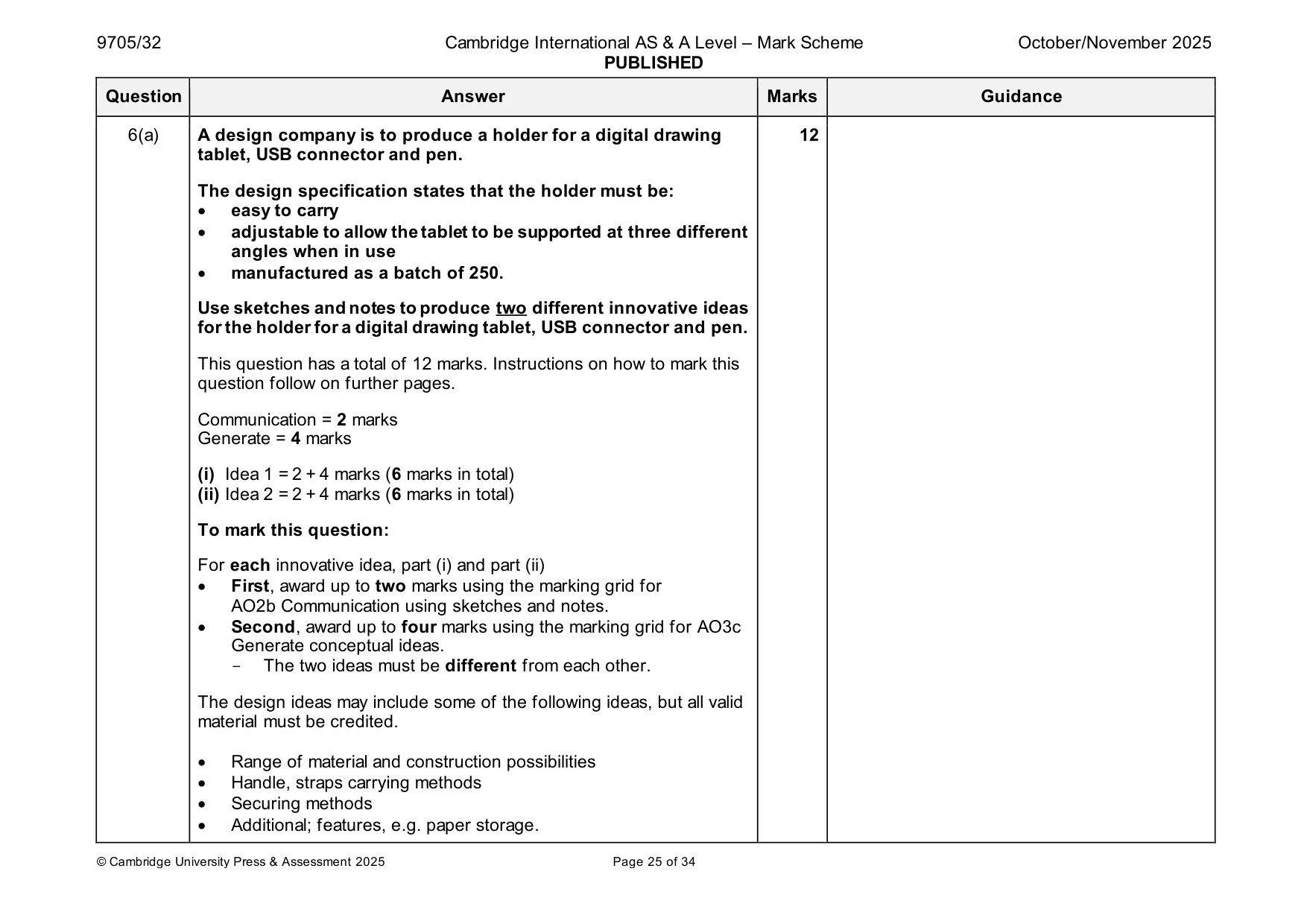 Mark scheme, page 25 of 34
