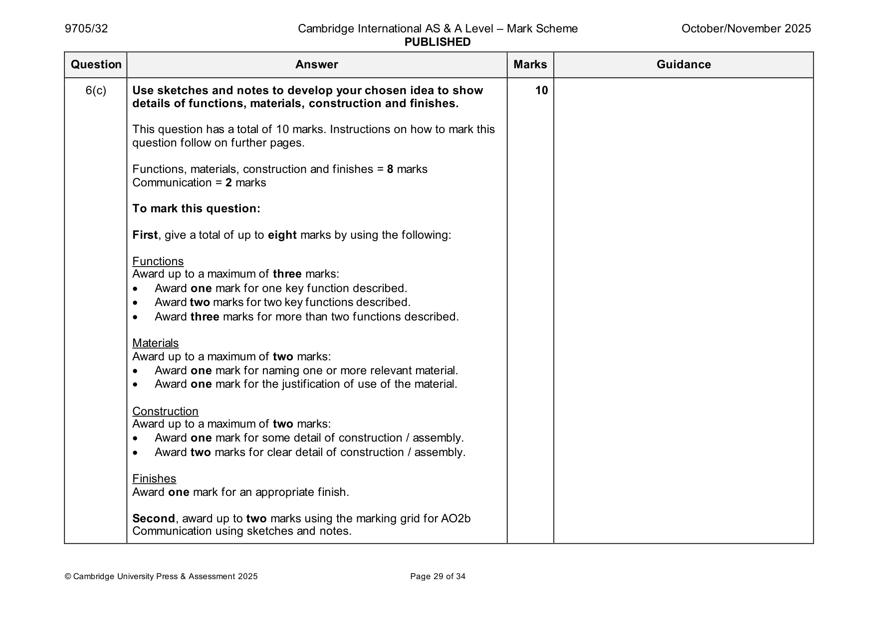Mark scheme, page 29 of 34