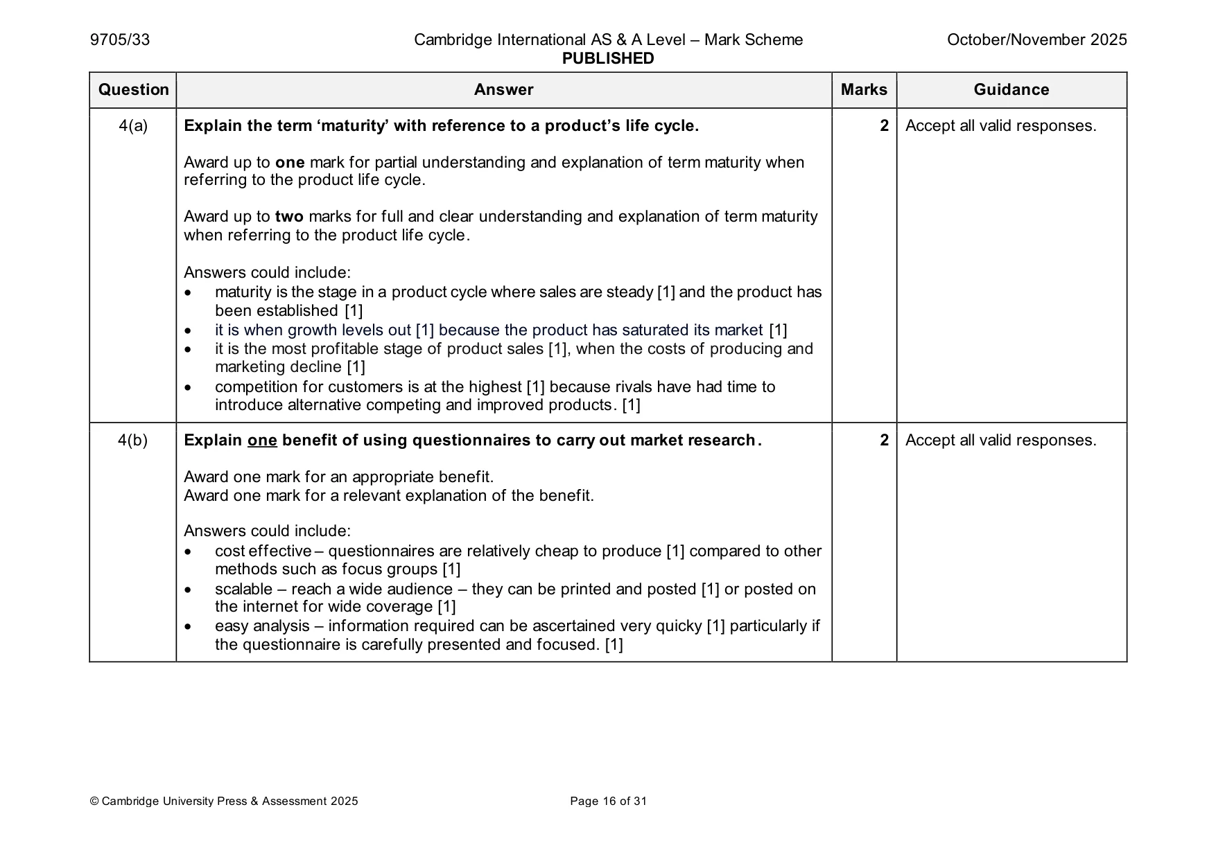 Mark scheme, page 16 of 31