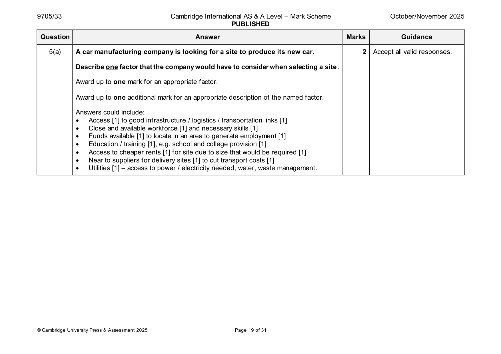 Mark scheme, page 19 of 31