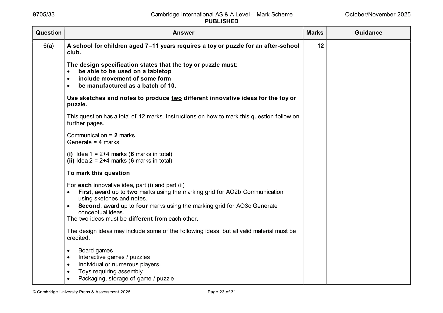 Mark scheme, page 23 of 31