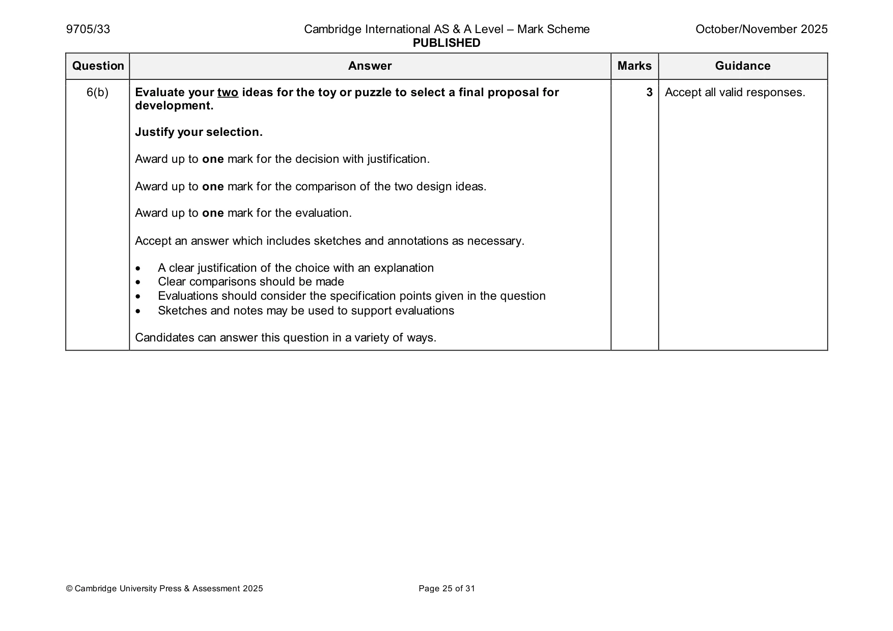 Mark scheme, page 25 of 31