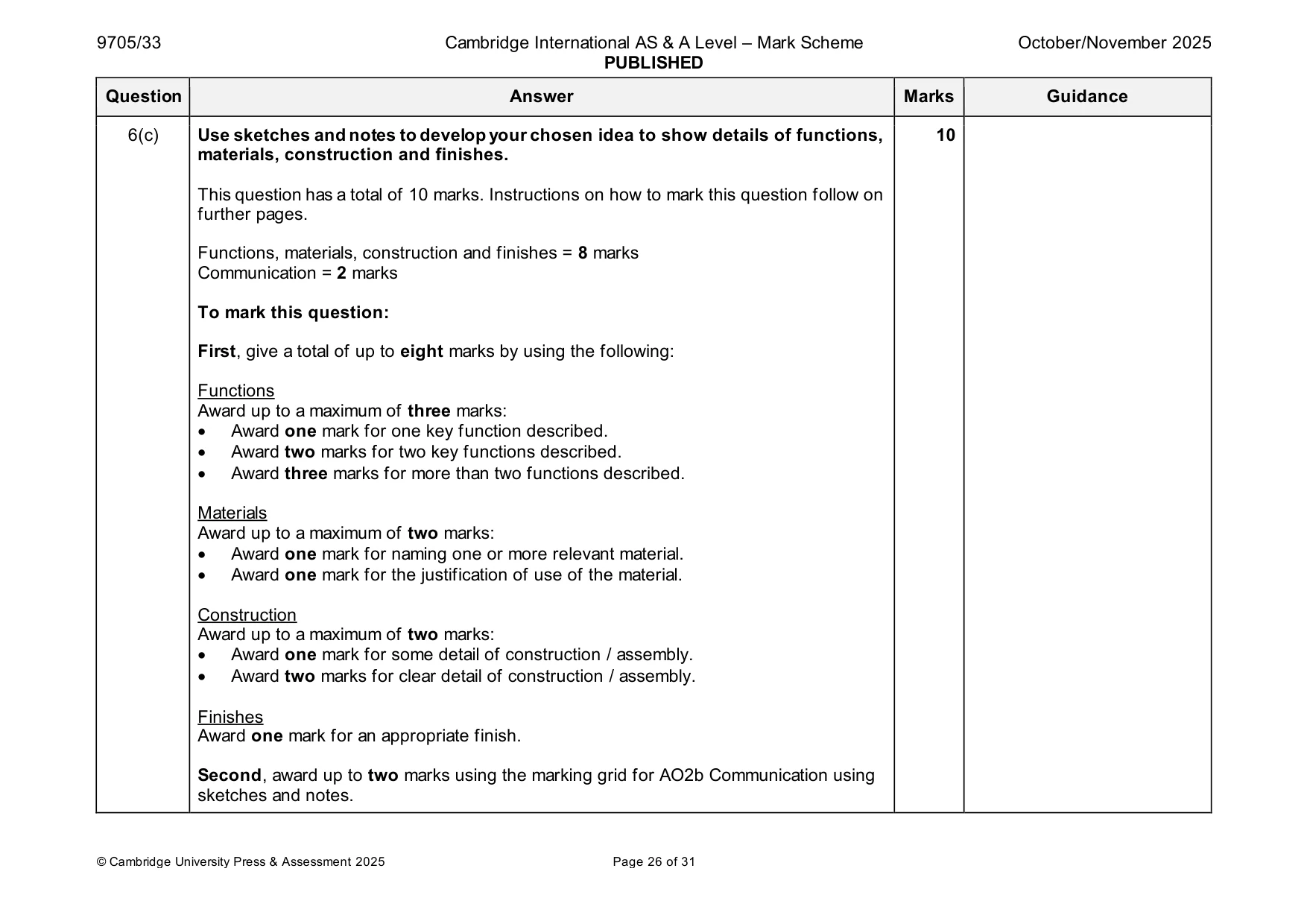 Mark scheme, page 26 of 31