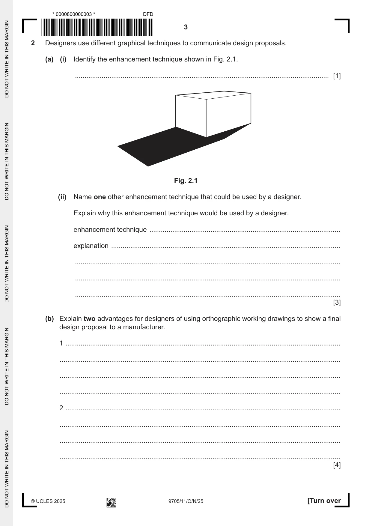 Cambridge A Level Design and Technology 9705 2025 Oct/Nov Paper 1 · Variant 1 question paper, page 3 of 20