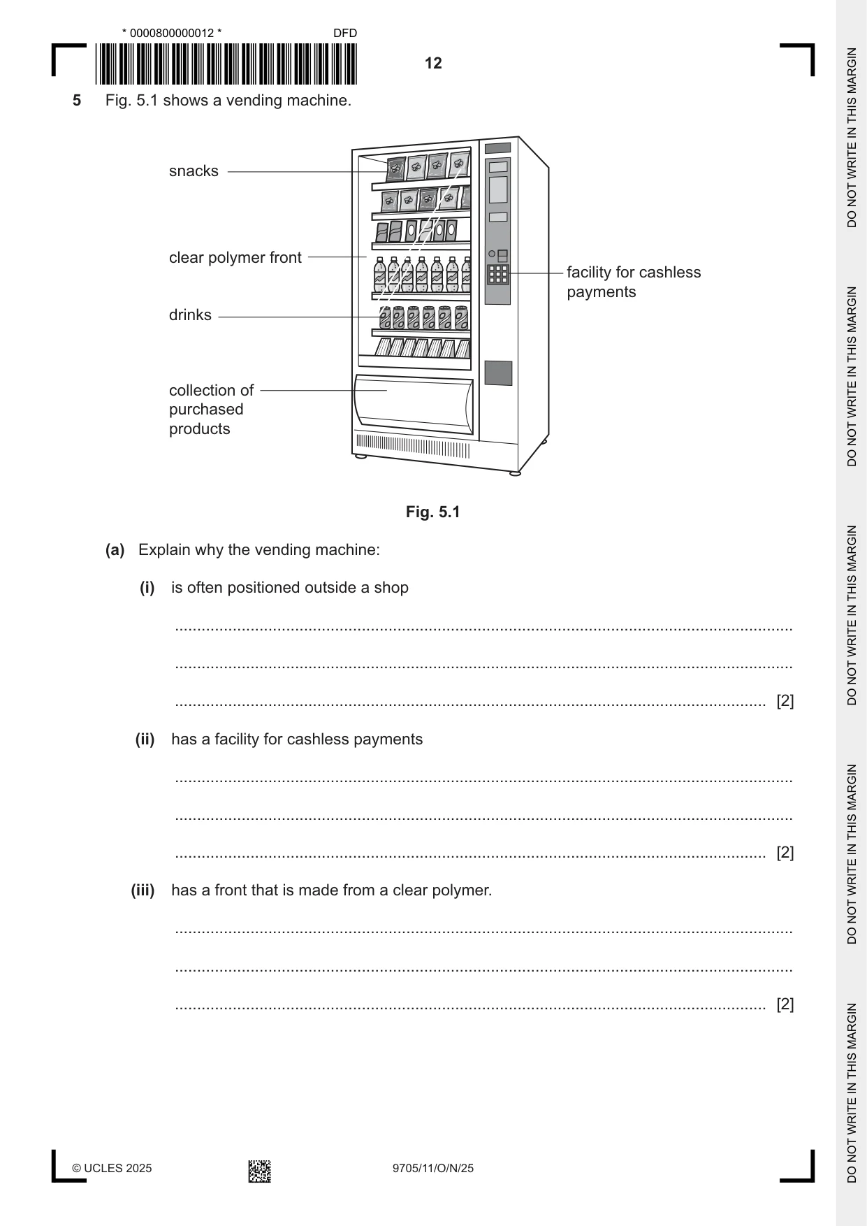 Cambridge A Level Design and Technology 9705 2025 Oct/Nov Paper 1 · Variant 1 question paper, page 12 of 20