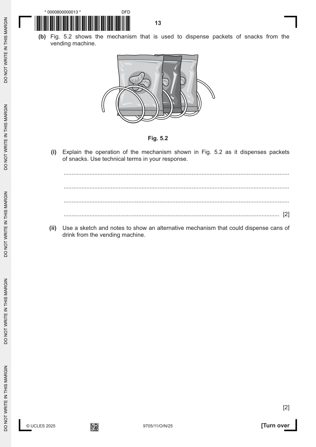 Cambridge A Level Design and Technology 9705 2025 Oct/Nov Paper 1 · Variant 1 question paper, page 13 of 20