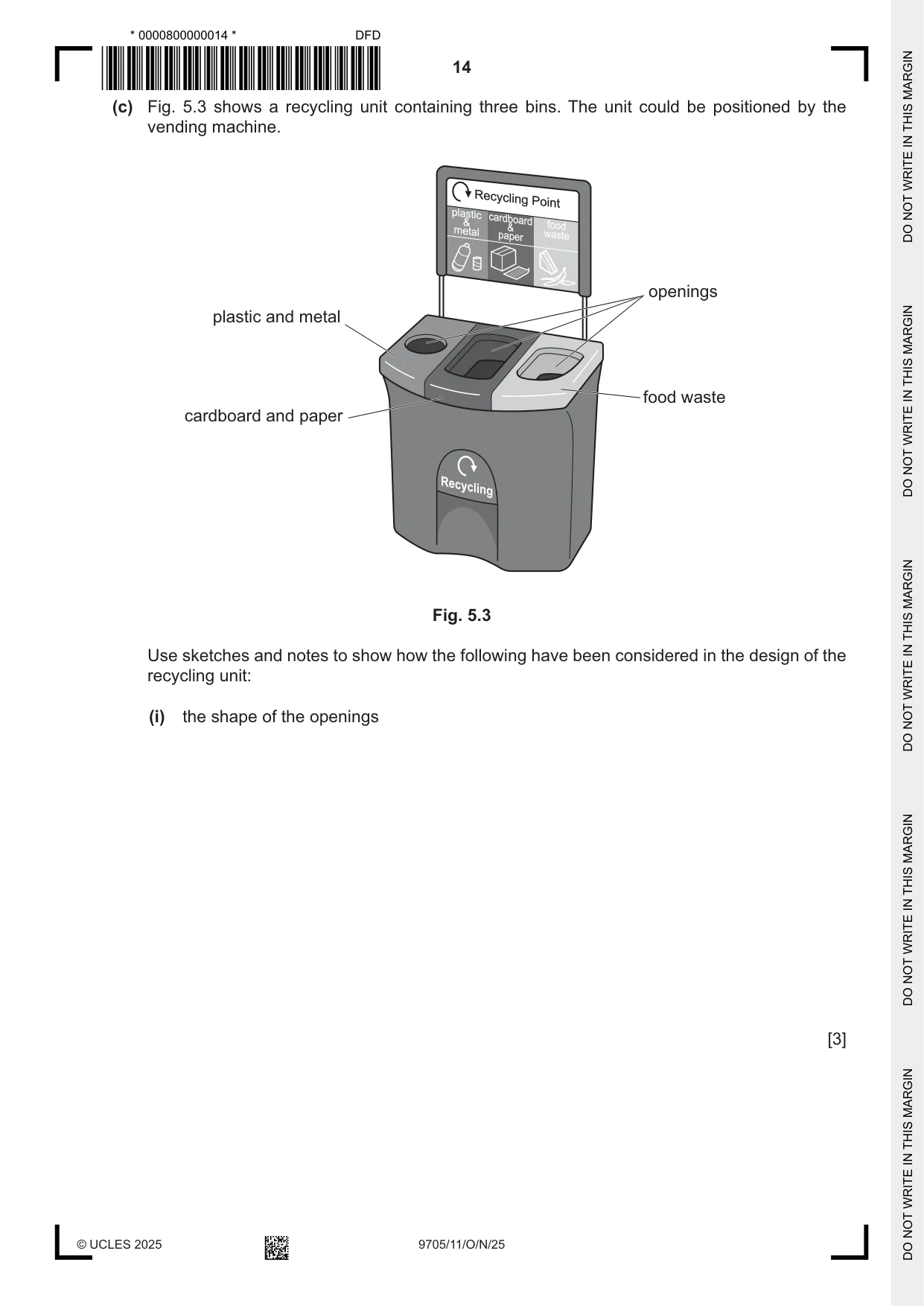Cambridge A Level Design and Technology 9705 2025 Oct/Nov Paper 1 · Variant 1 question paper, page 14 of 20
