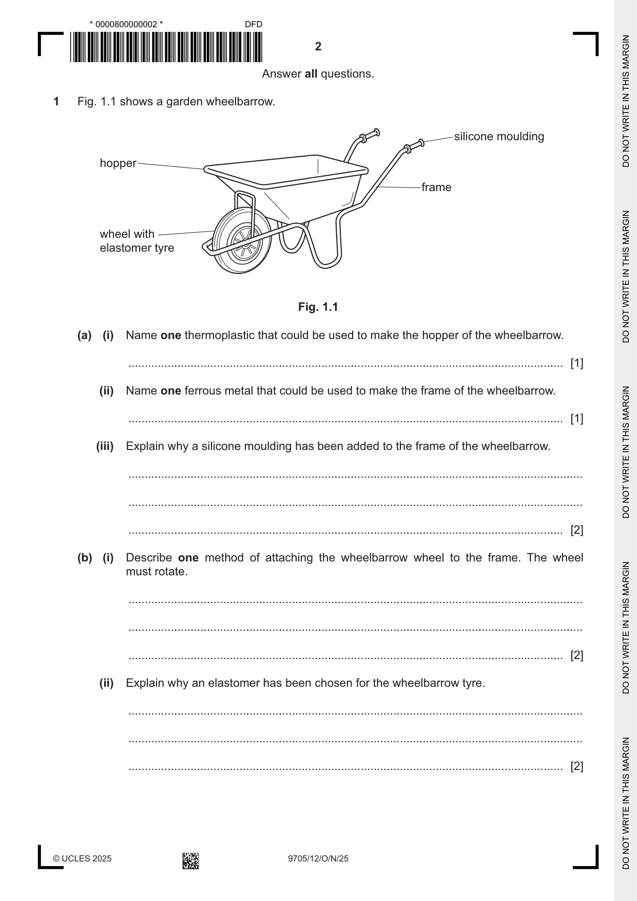 Cambridge A Level Design and Technology 9705 2025 Oct/Nov Paper 1 · Variant 2 question paper, page 2 of 20