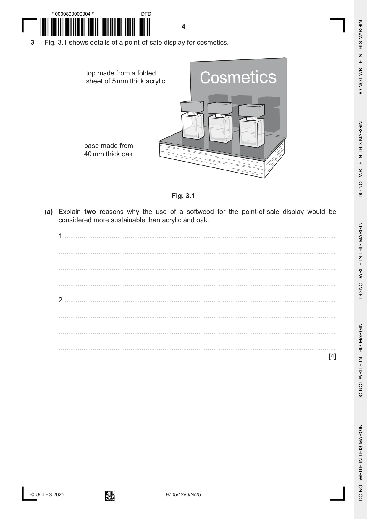 Cambridge A Level Design and Technology 9705 2025 Oct/Nov Paper 1 · Variant 2 question paper, page 4 of 20