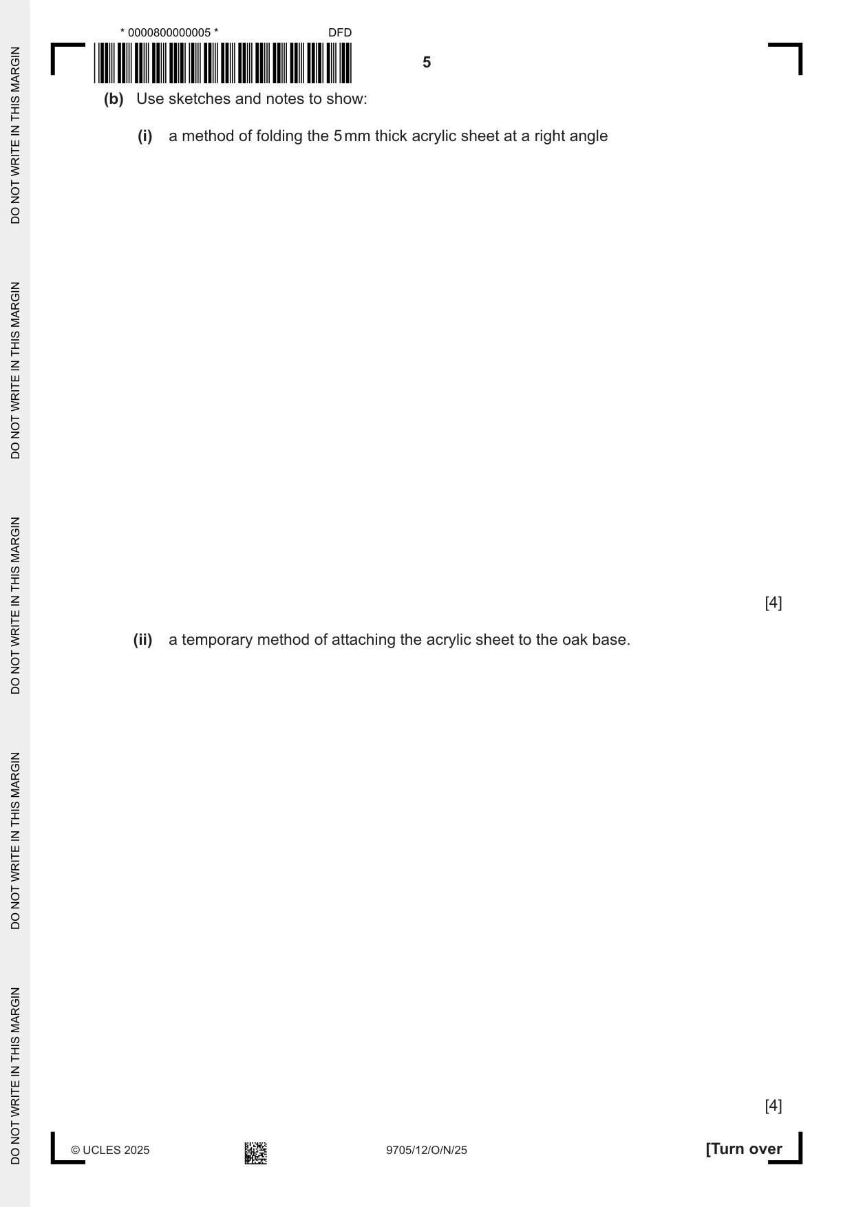 Cambridge A Level Design and Technology 9705 2025 Oct/Nov Paper 1 · Variant 2 question paper, page 5 of 20